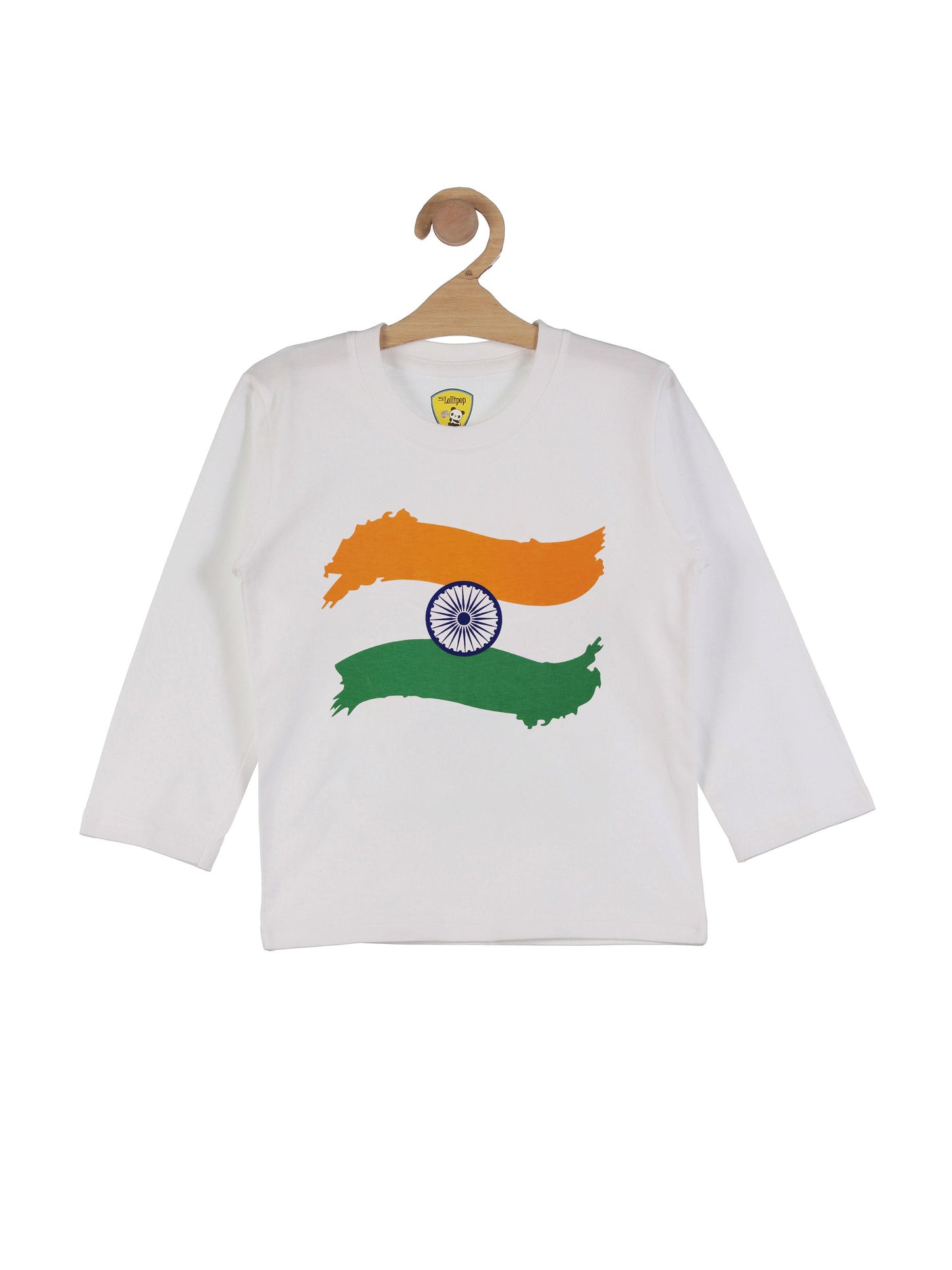 Full Sleeve Flag Printed Tshirt - White