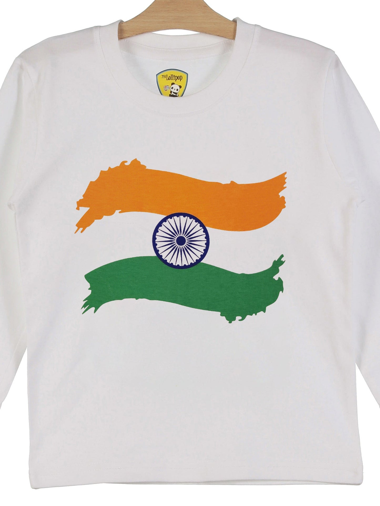 Full Sleeve Flag Printed Tshirt - White