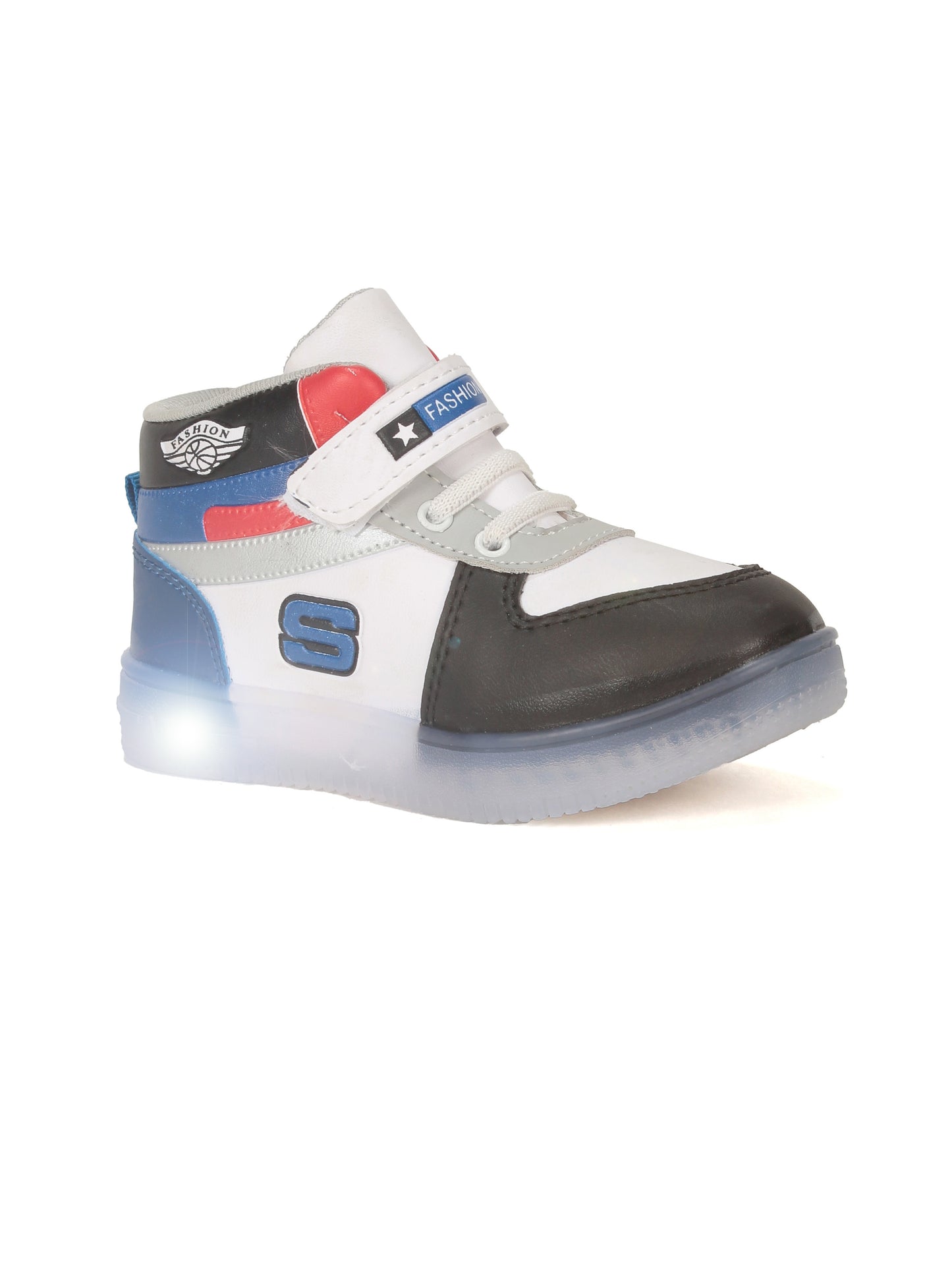 Velcro Casual Shoes With Light - Black