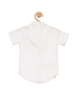 Band Collar Premium Cotton Solid Half Shirt - White
