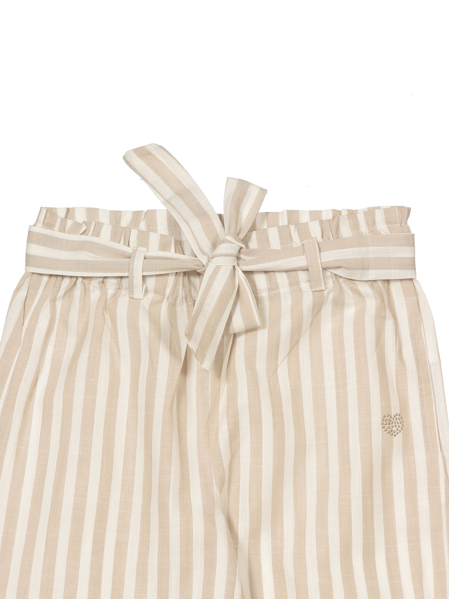 Premium Cotton Striped Palazzo - Beige