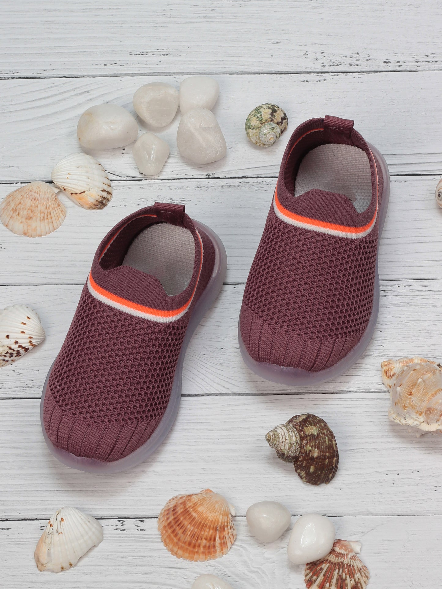Sports Slip On Shoes With Led Light - Rust