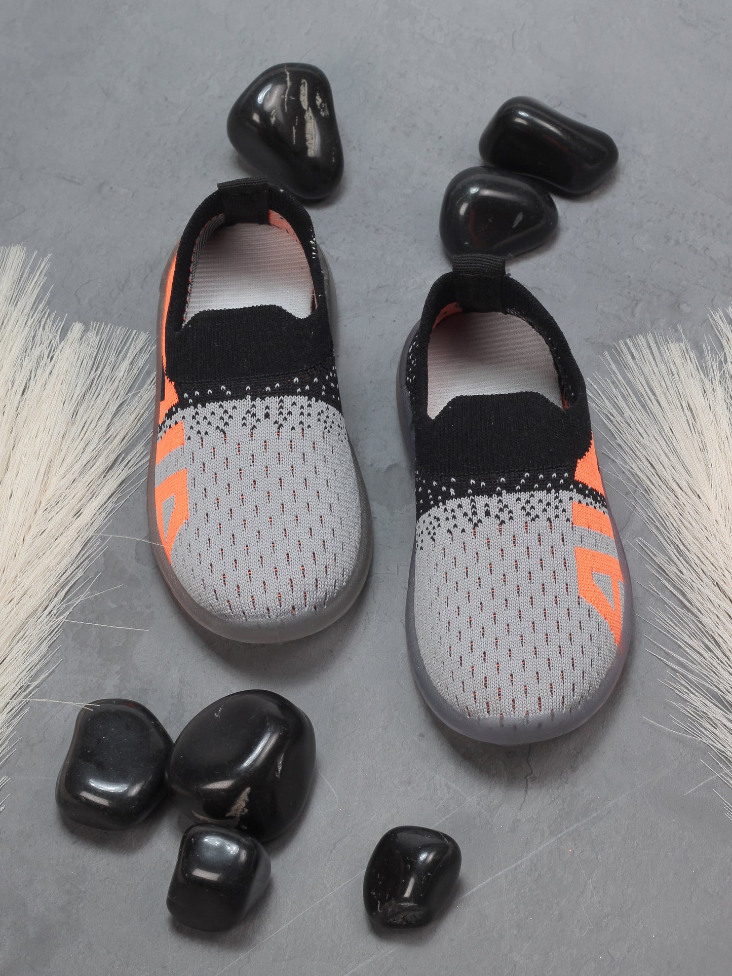 Sports Slip On Shoes With Led Light - Grey