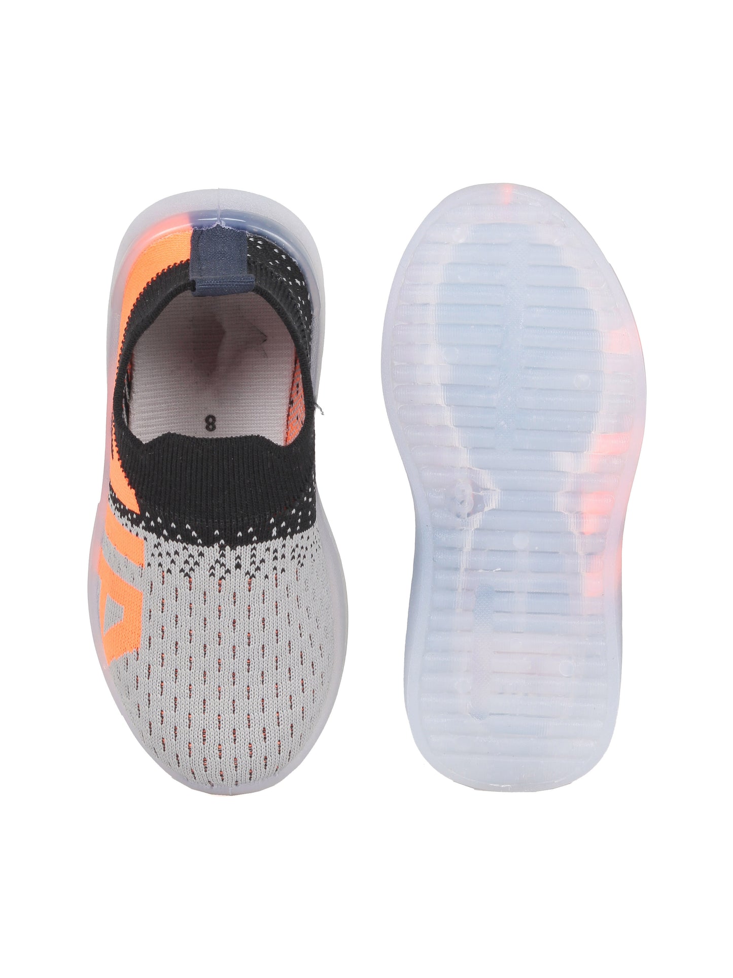 Sports Slip On Shoes With Led Light - Grey