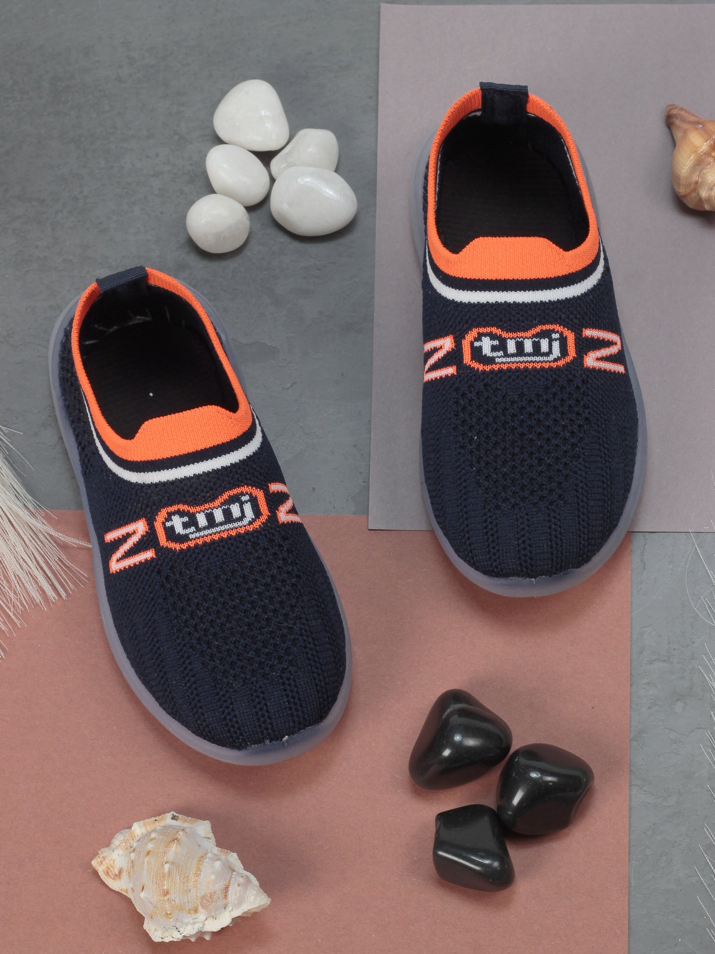 Sports Slip On Shoes With Led Light - Navy Blue