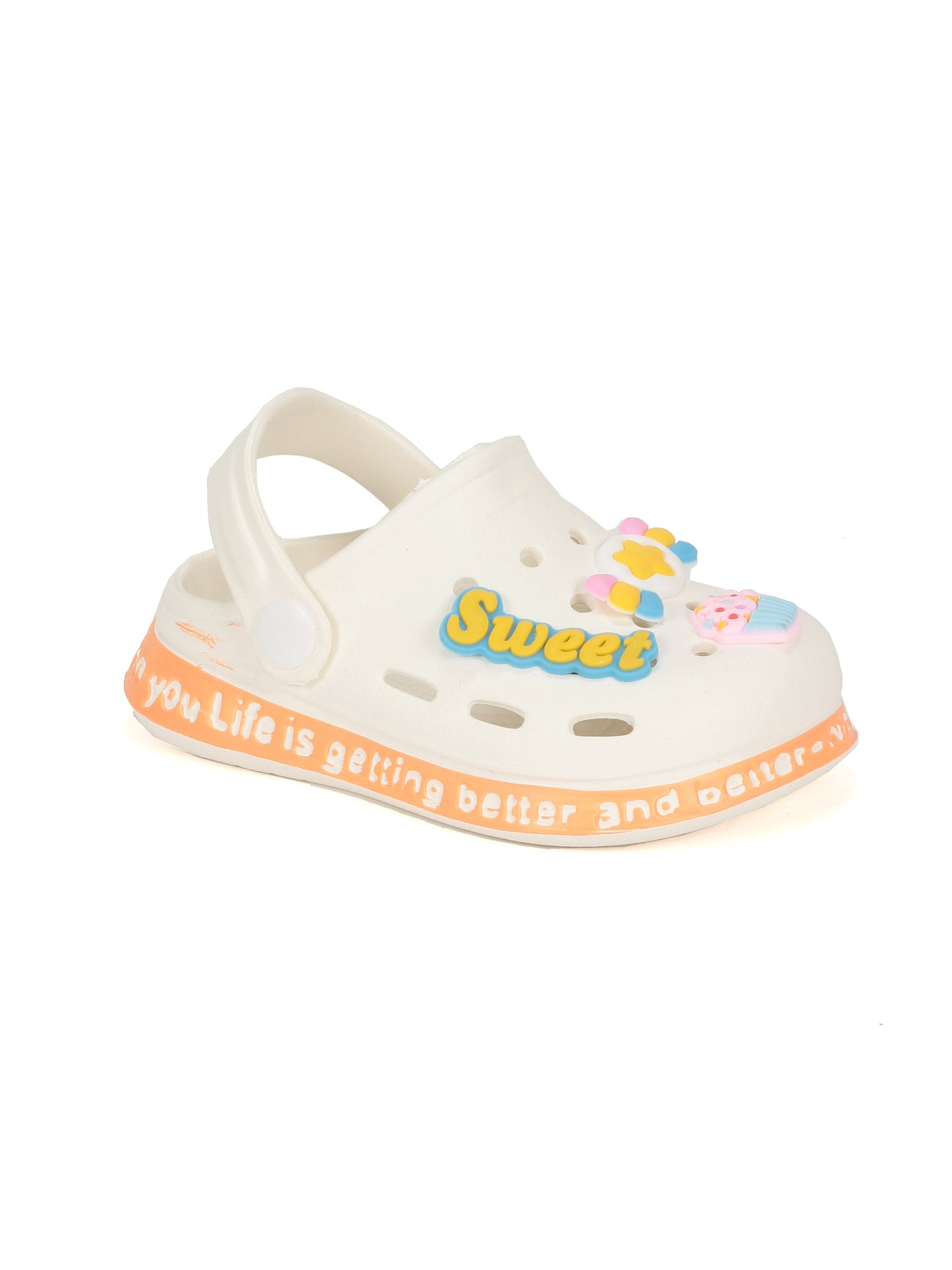 Sweet Applique Anti-Slip Clogs - Cream