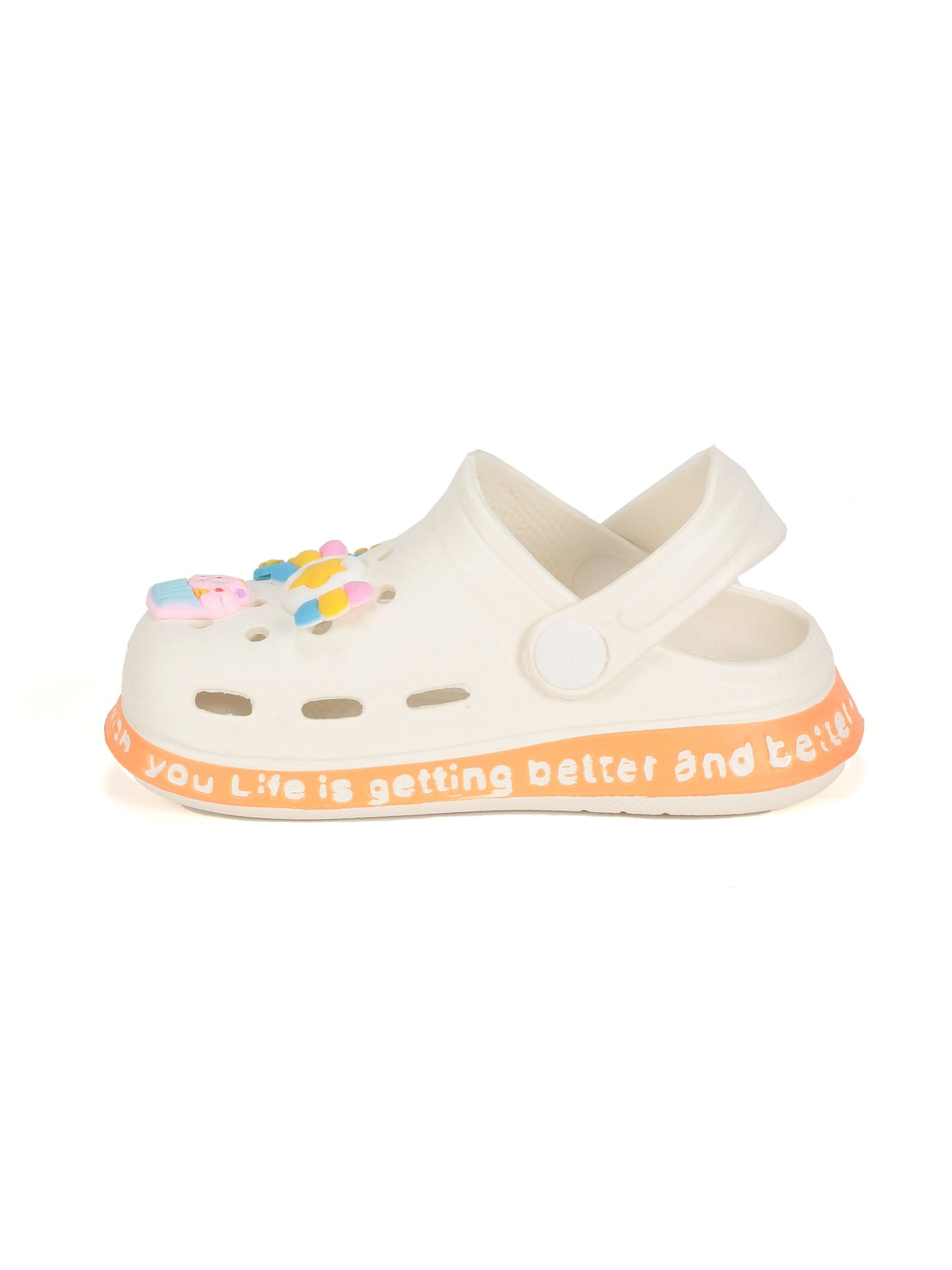 Sweet Applique Anti-Slip Clogs - Cream