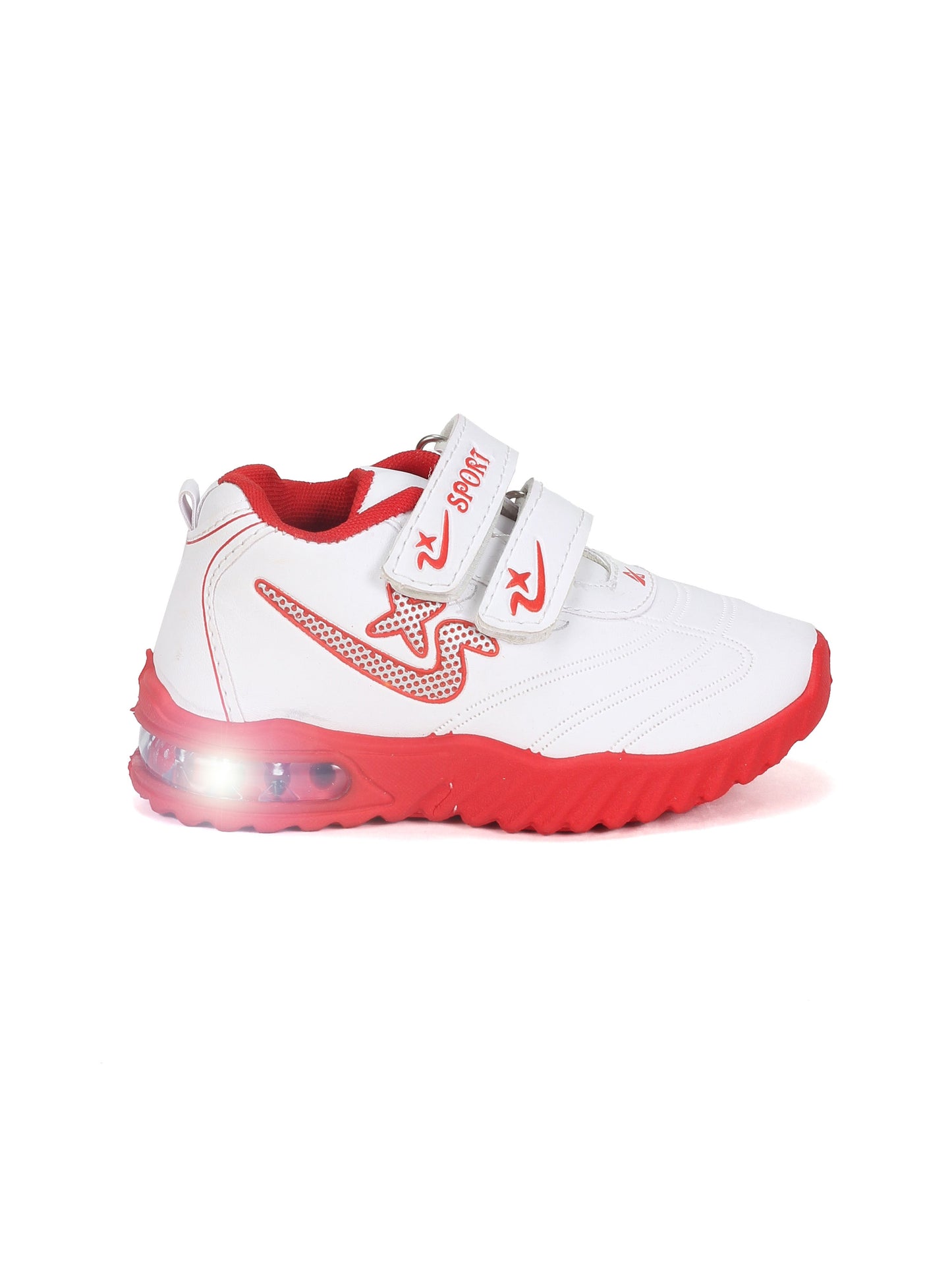 Double Velcro Casual Shoes With Light- White