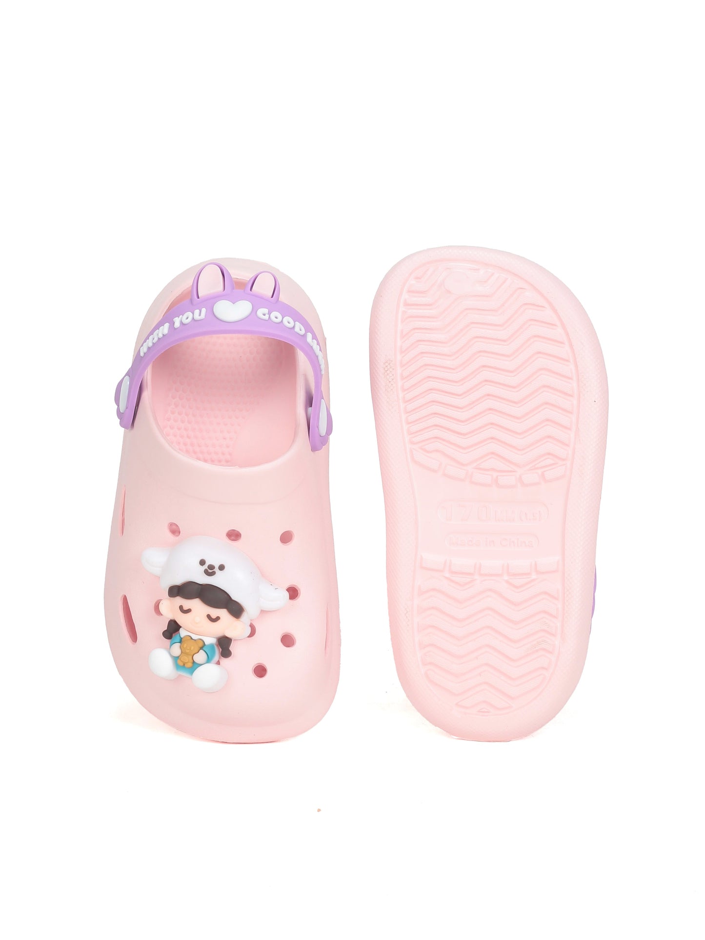 Cartoon Applique Anti-Slip Clogs - Pink