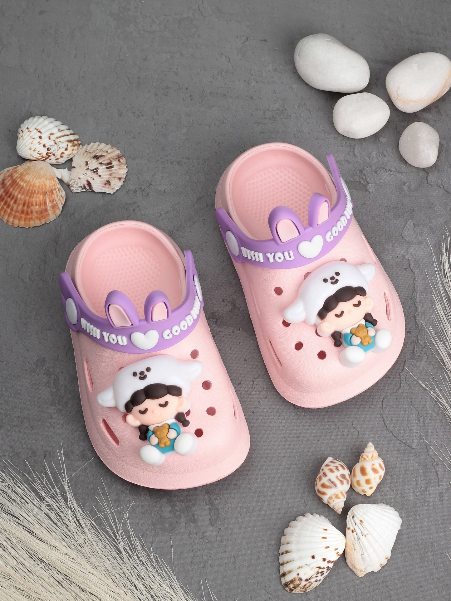 Cartoon Applique Anti-Slip Clogs - Pink
