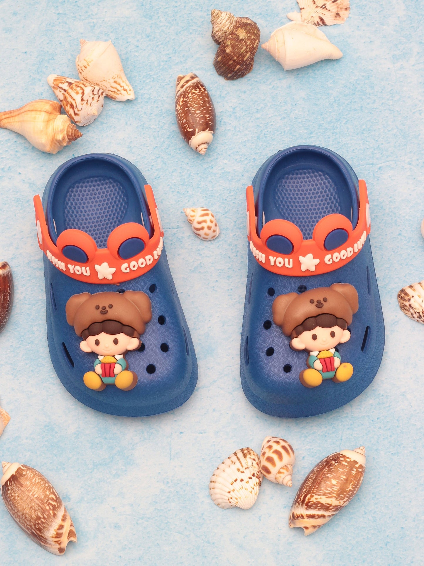 Cartoon Applique Anti-Slip Clogs - Navy Blue