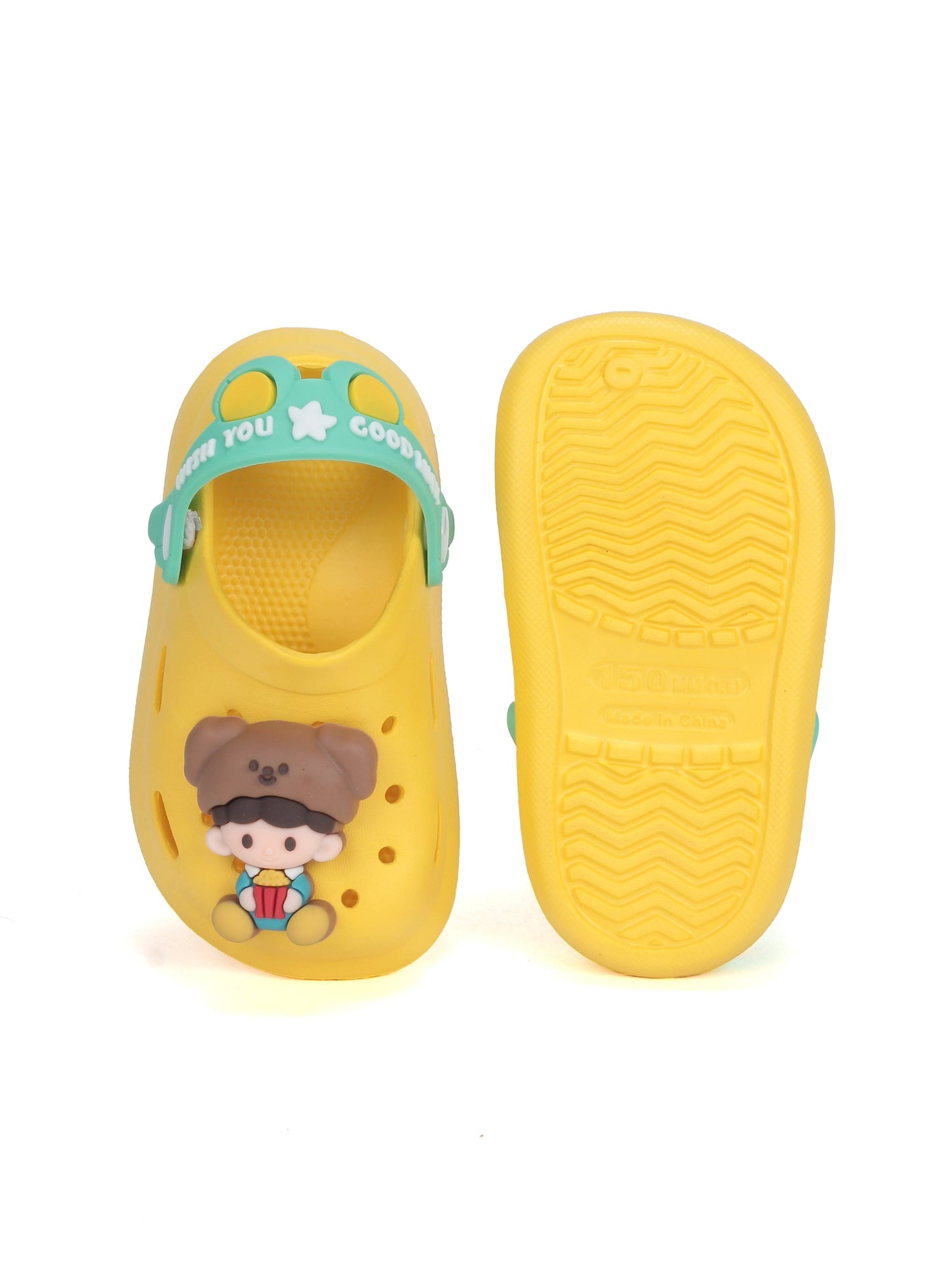 Cartoon Applique Anti-Slip Clogs - Yellow