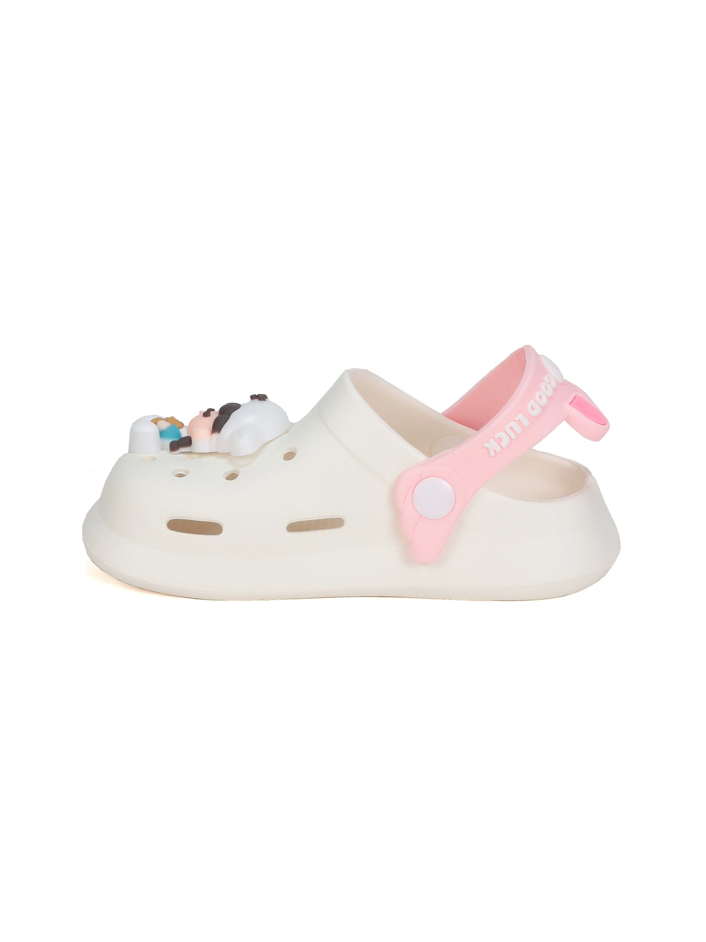 Cartoon Applique Anti-Slip Clogs - Cream