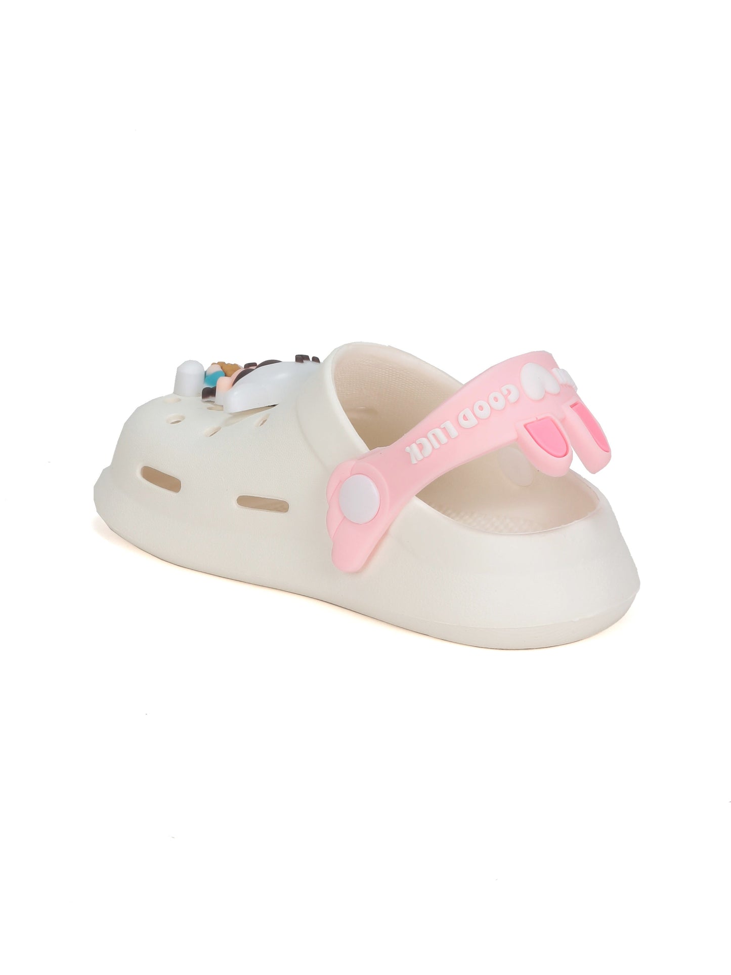 Cartoon Applique Anti-Slip Clogs - Cream