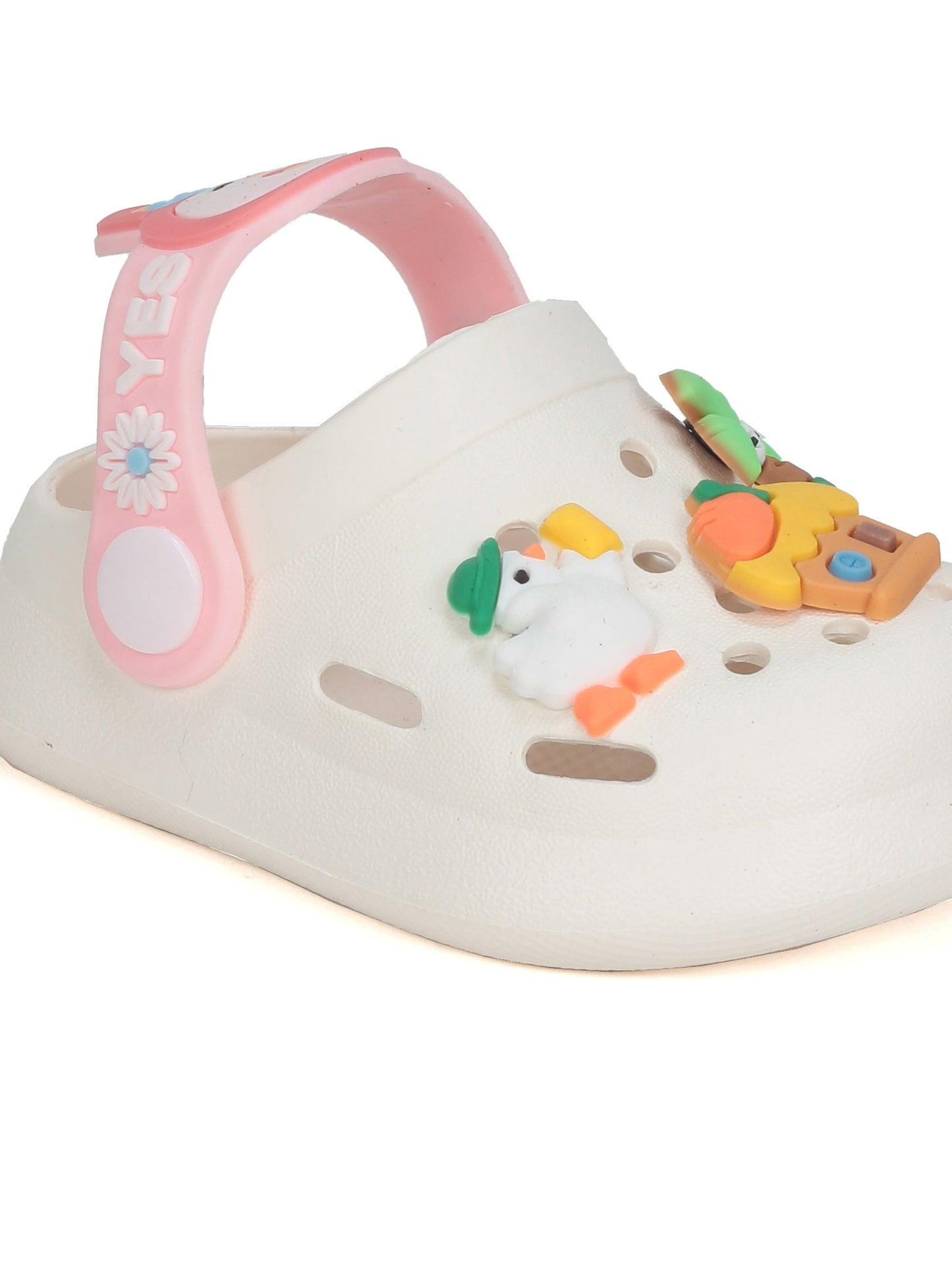 Cartoon Applique Anti-Slip Clogs - Cream