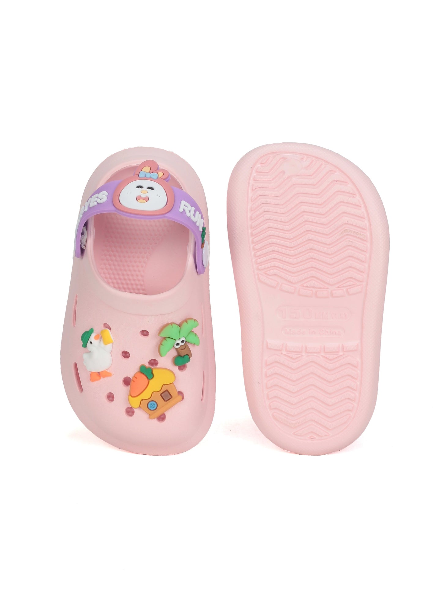Cartoon Applique Anti-Slip Clogs - Pink