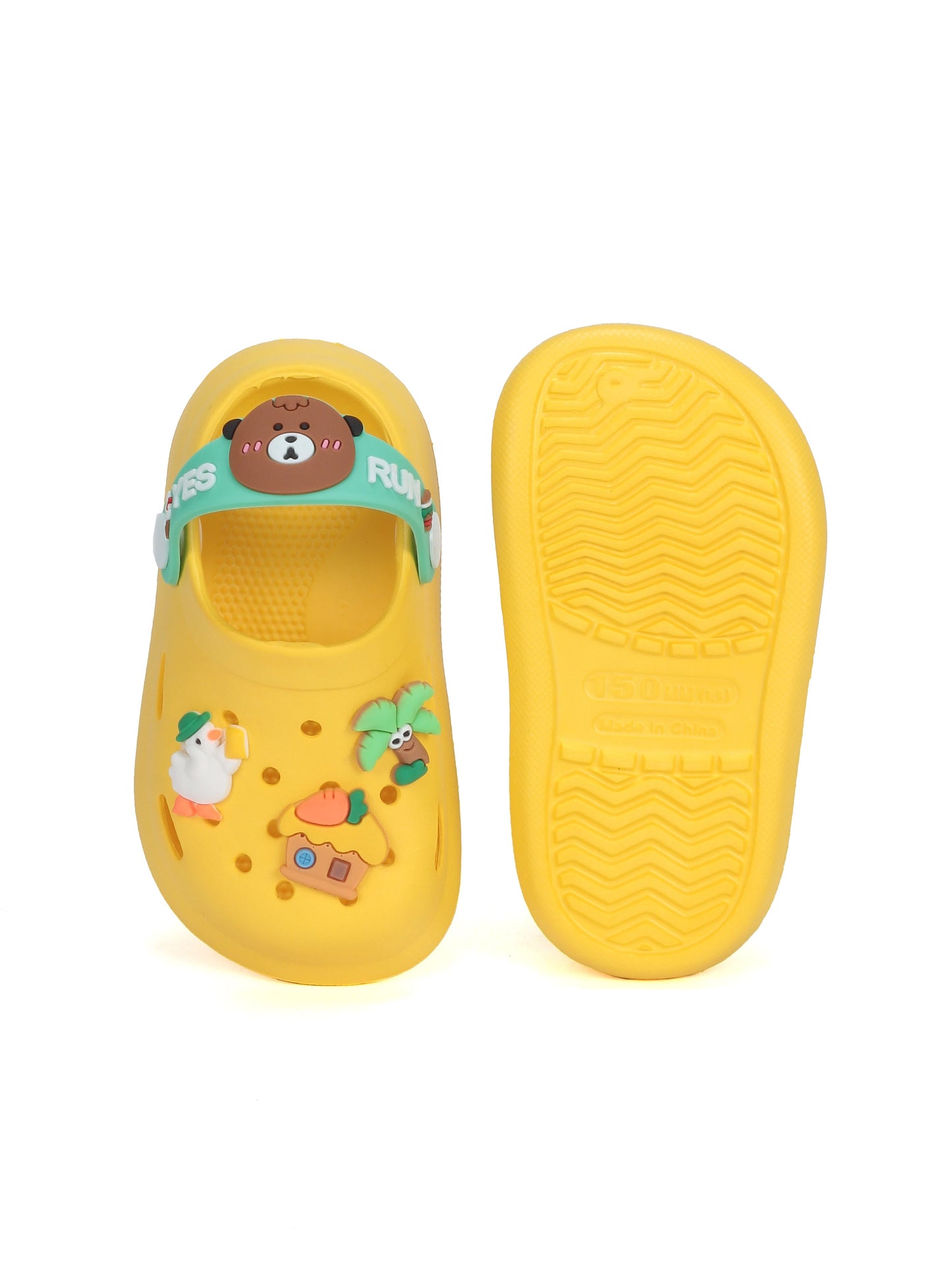 Cartoon Applique Anti-Slip Clogs - Yellow