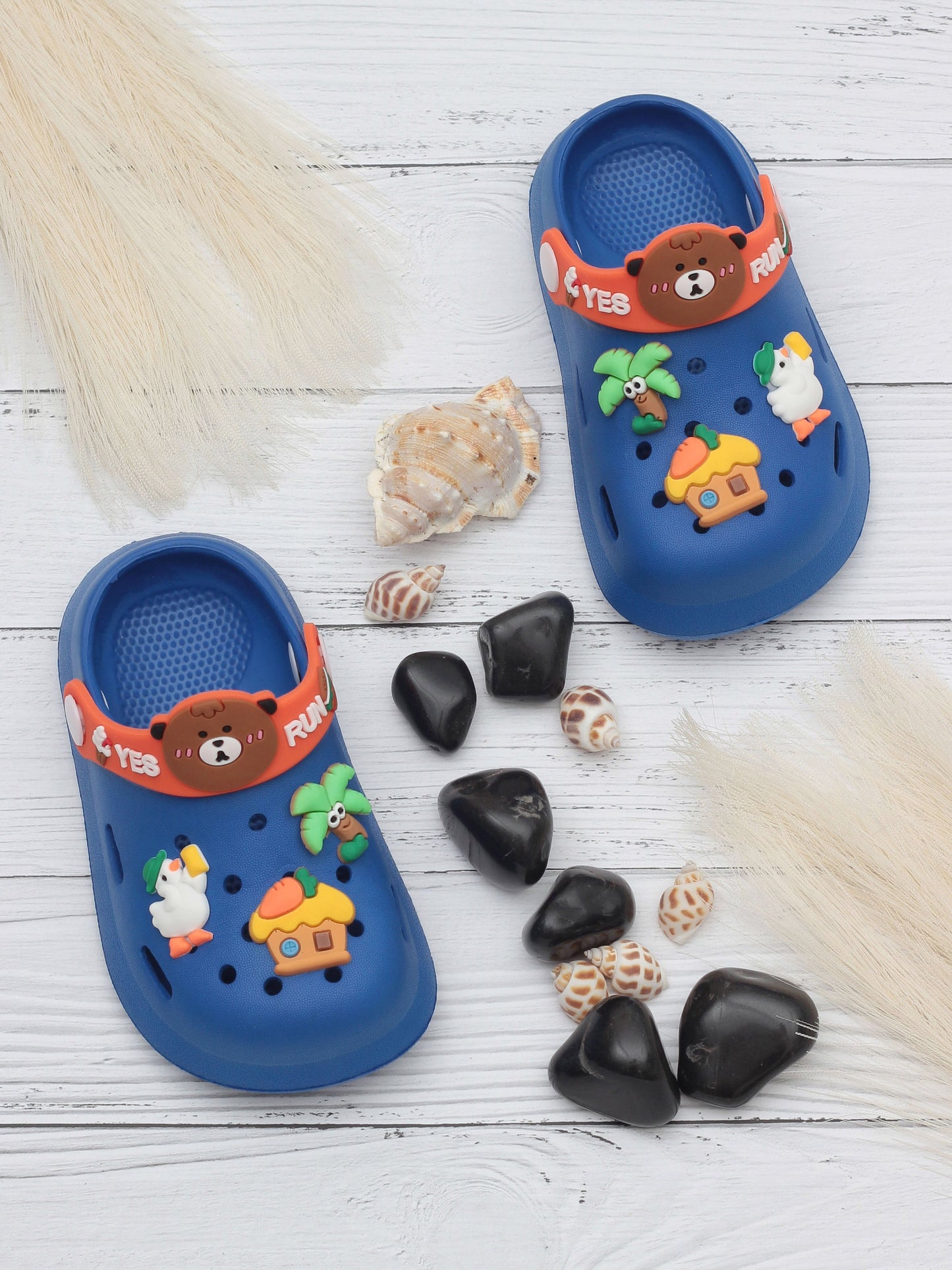 Cartoon Applique Anti-Slip Clogs - Navy Blue