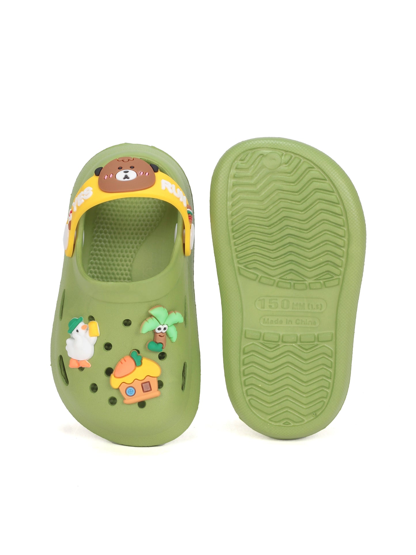 Cartoon Applique Anti-Slip Clogs - Green