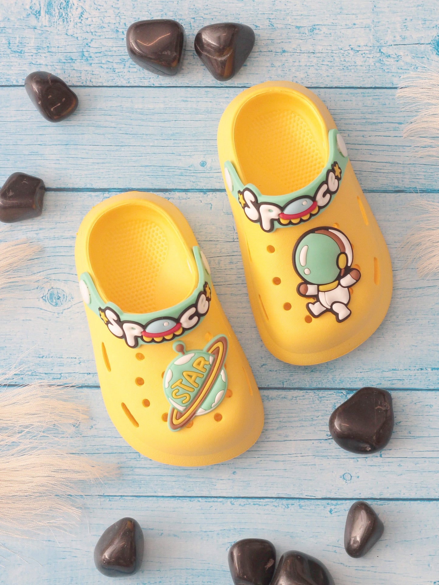 Space Astronaut Applique Anti-Slip Clogs - Yellow