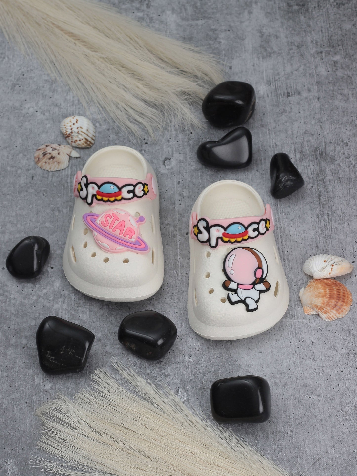 Space Astronaut Applique Anti-Slip Clogs - Cream
