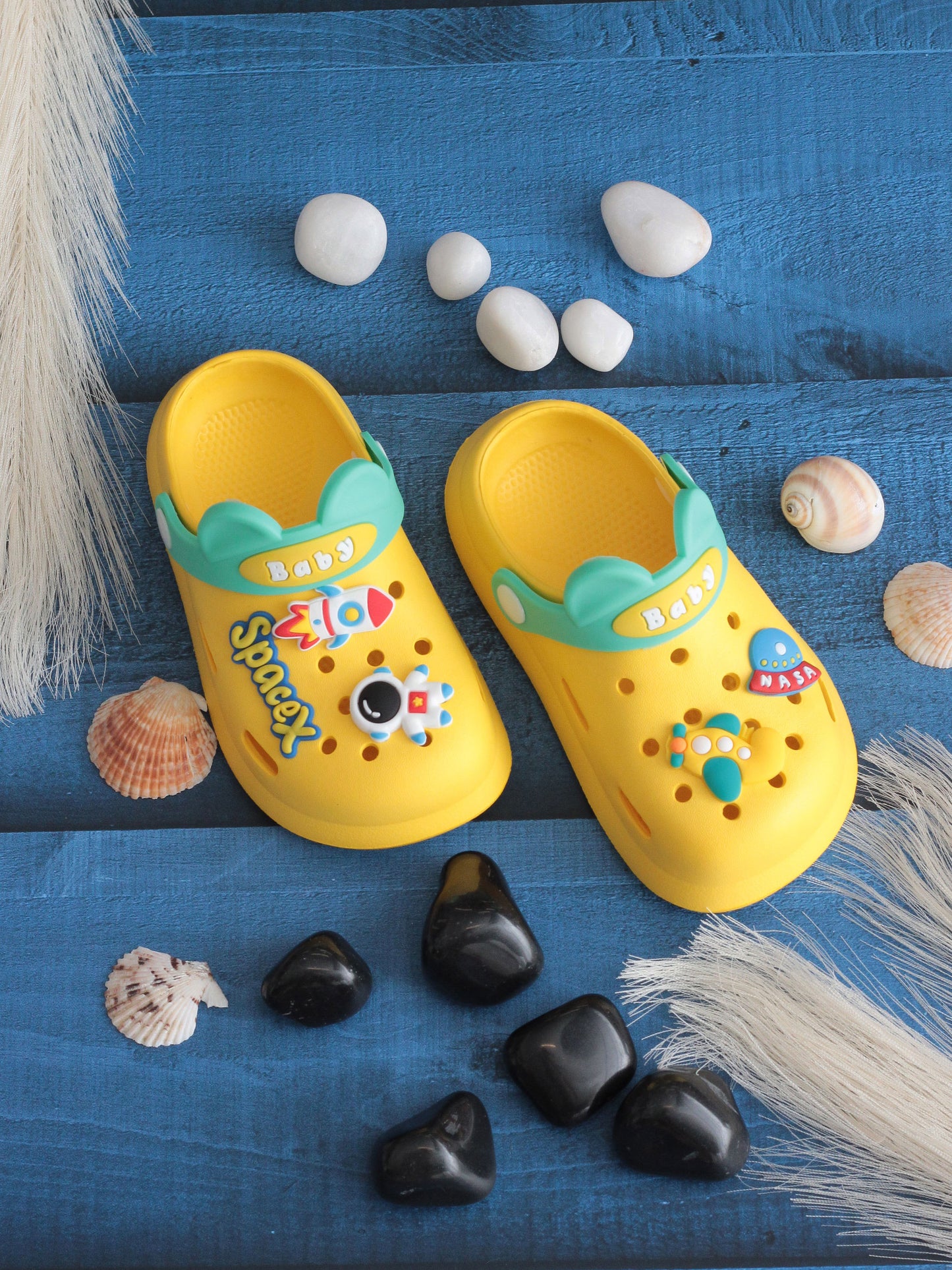 Baby Space Applique Anti-Slip Clogs - Yellow