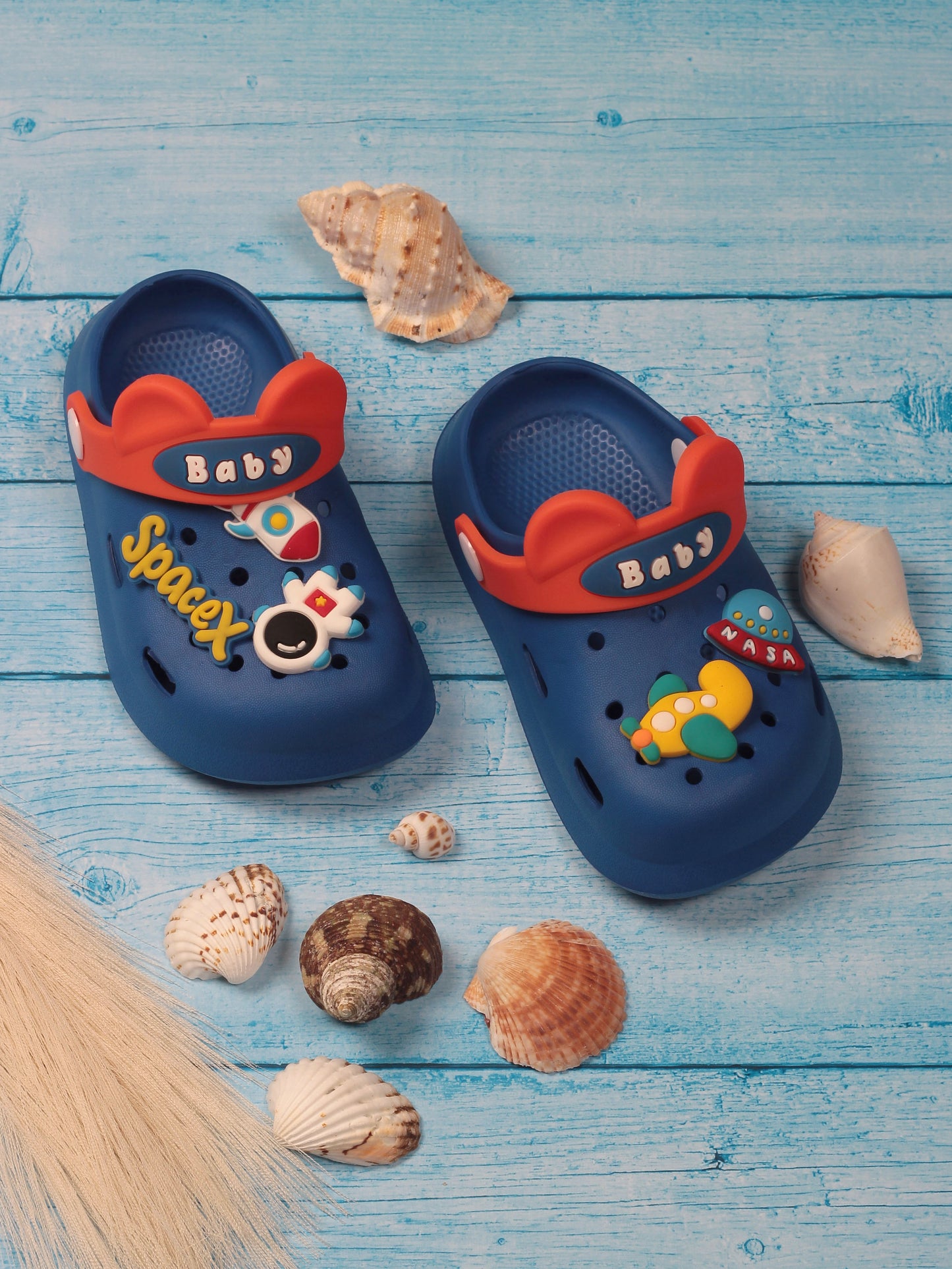 Baby Space Applique Anti-Slip Clogs - Navy Blue