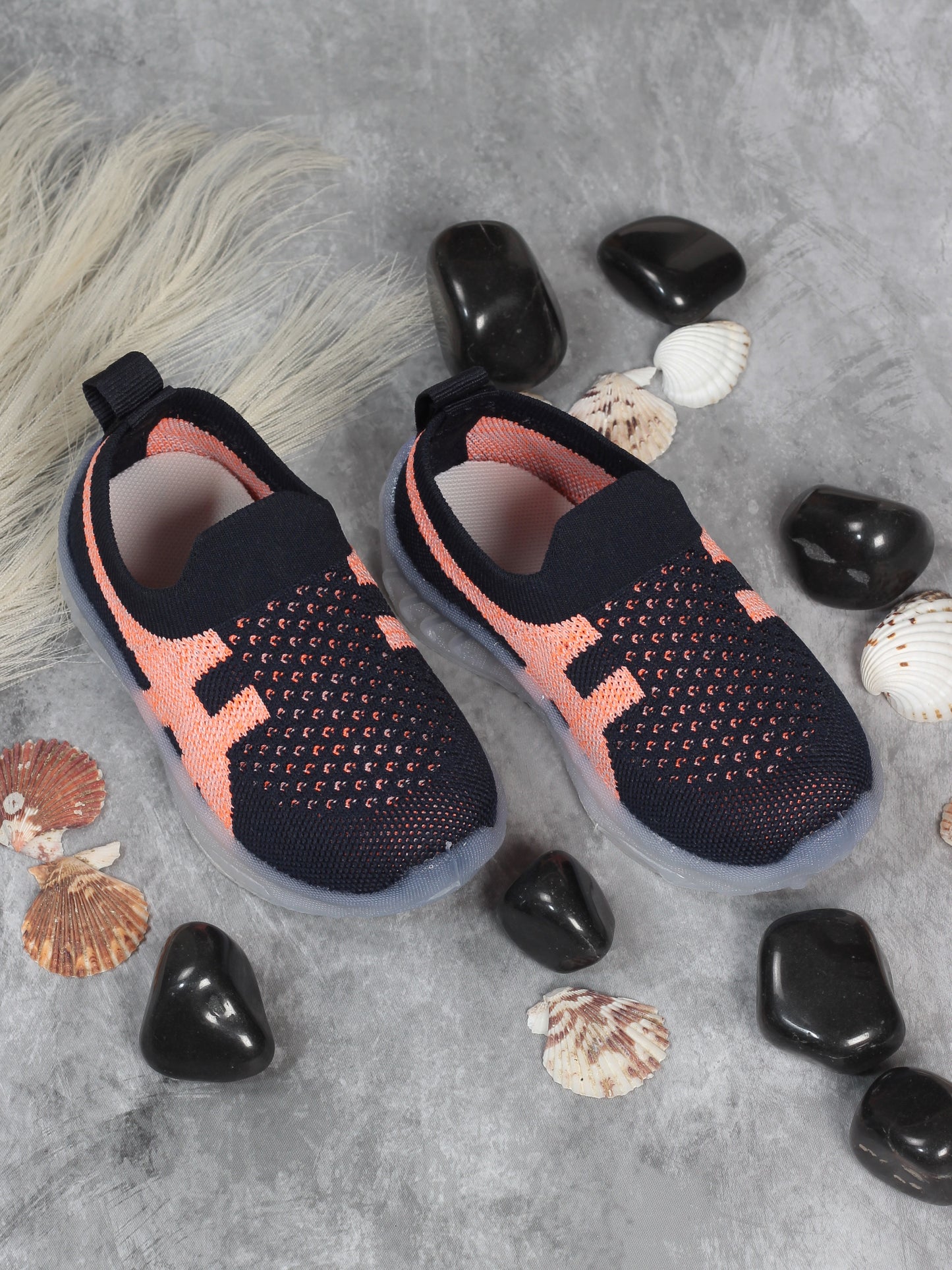 Casual Slip On Shoes With Led Light - Navy Blue