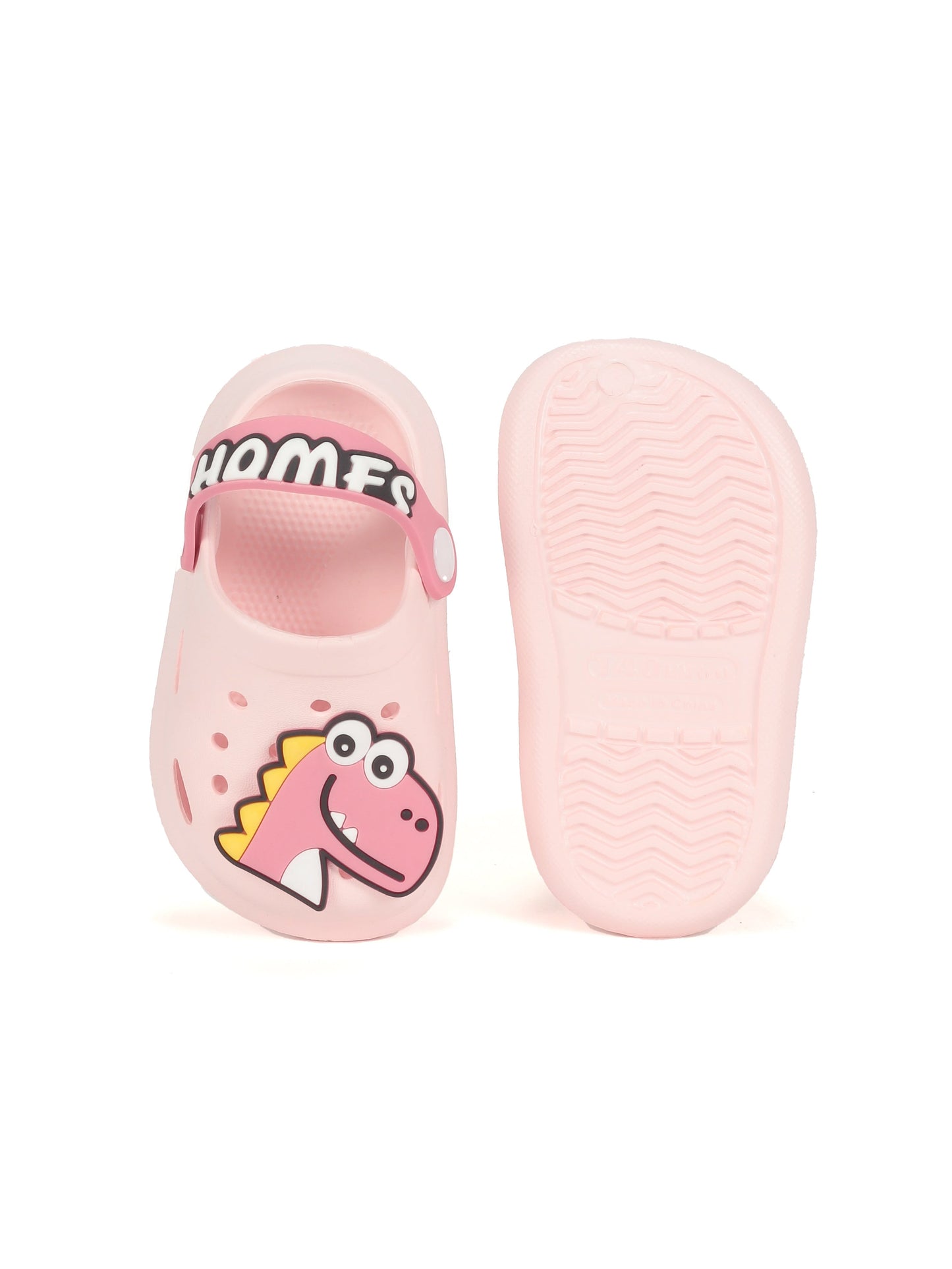 Dinosaur Applique Anti-Slip Clogs - Pink