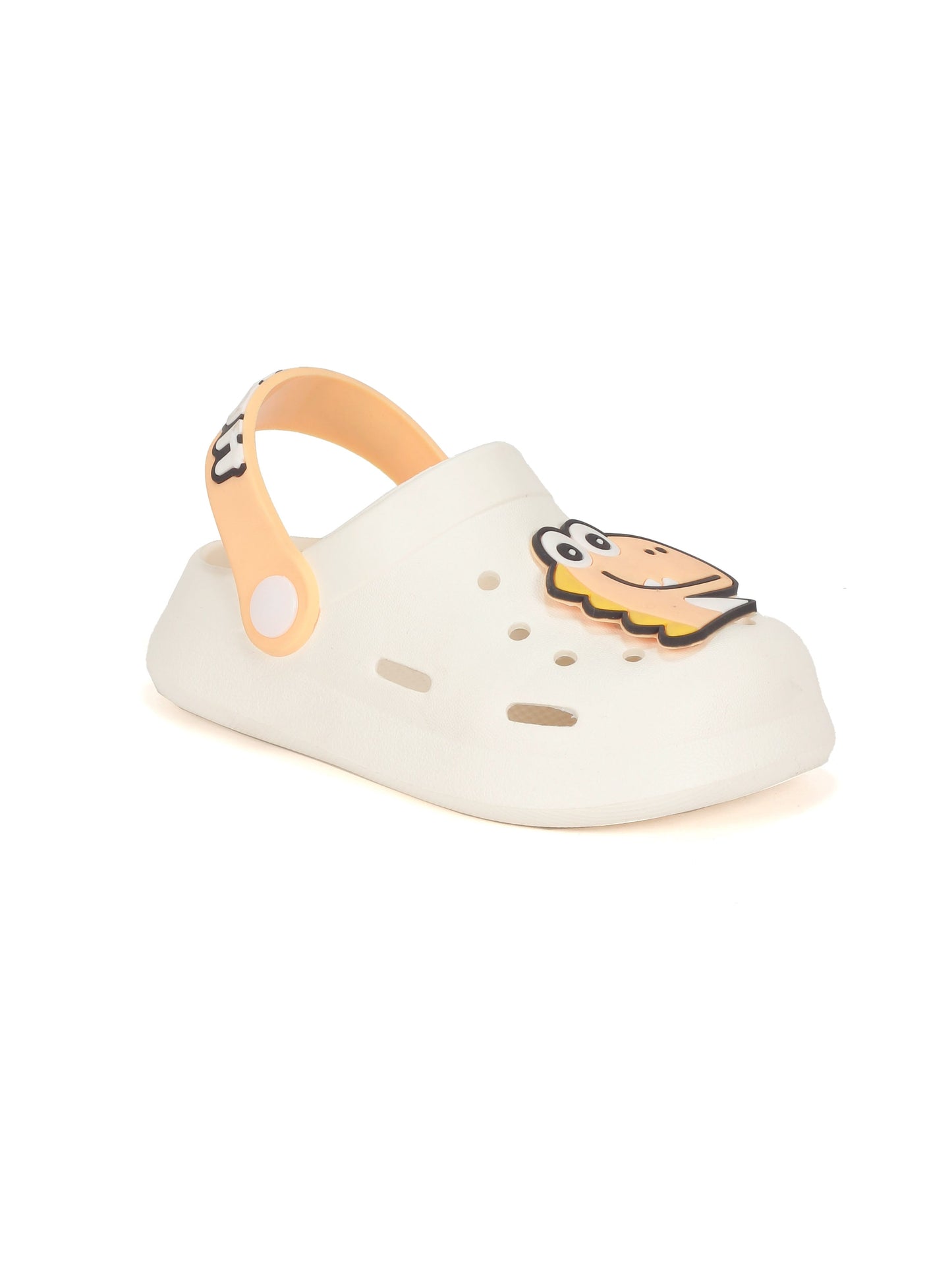Dinosaur Applique Anti-Slip Clogs - Cream