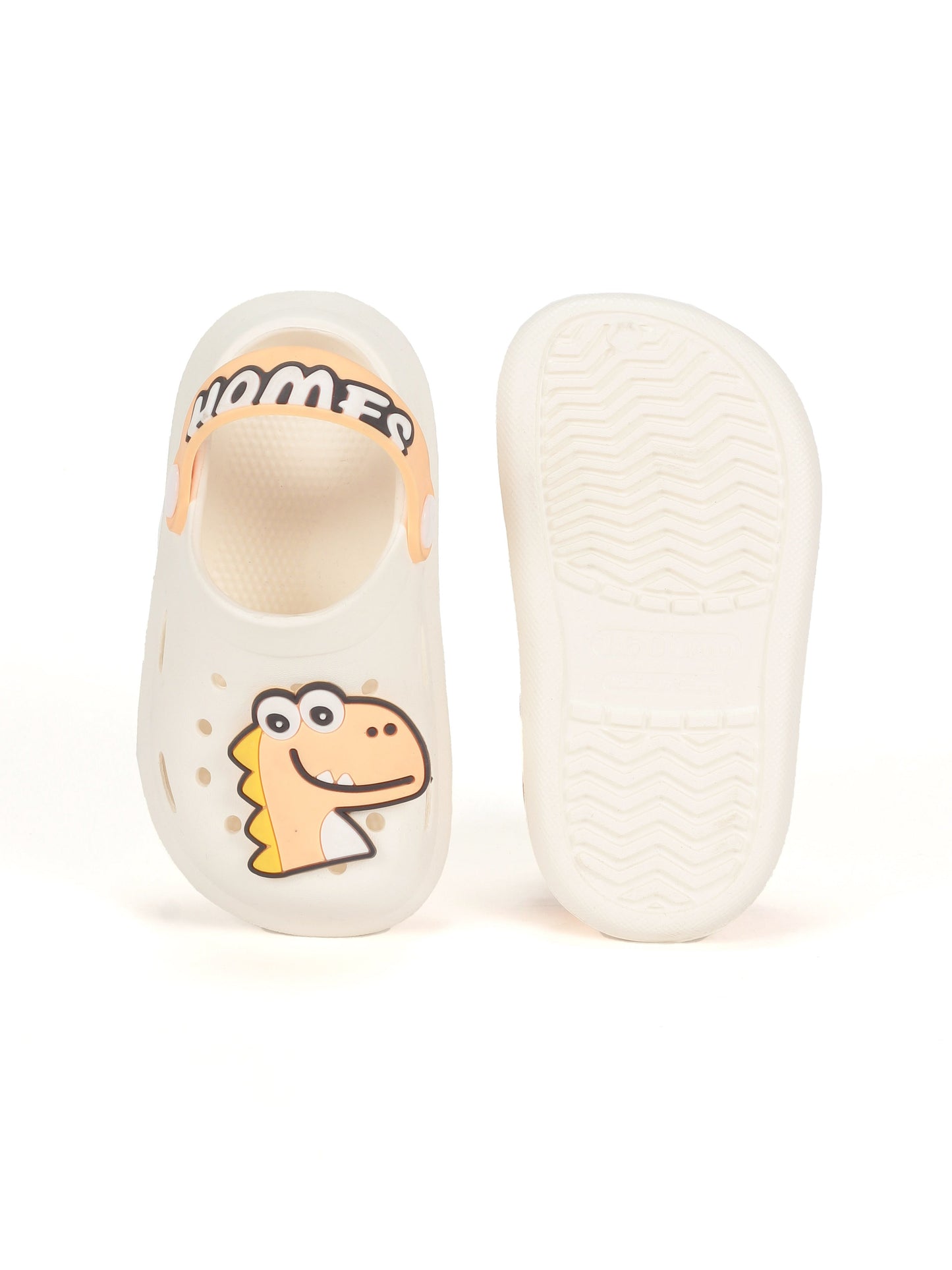 Dinosaur Applique Anti-Slip Clogs - Cream