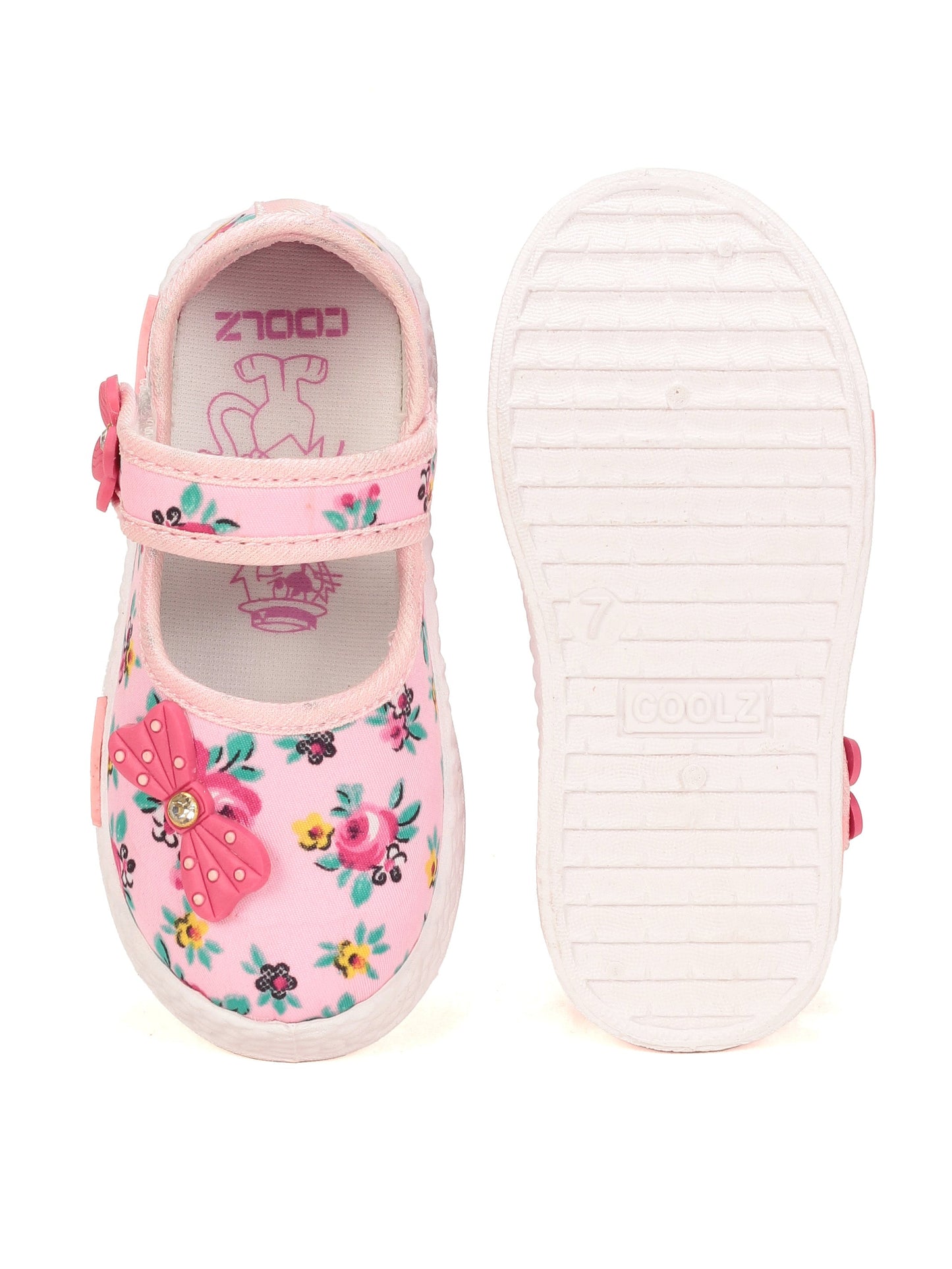 Printed Mary Jane's Belle with Applique Detail - Pink