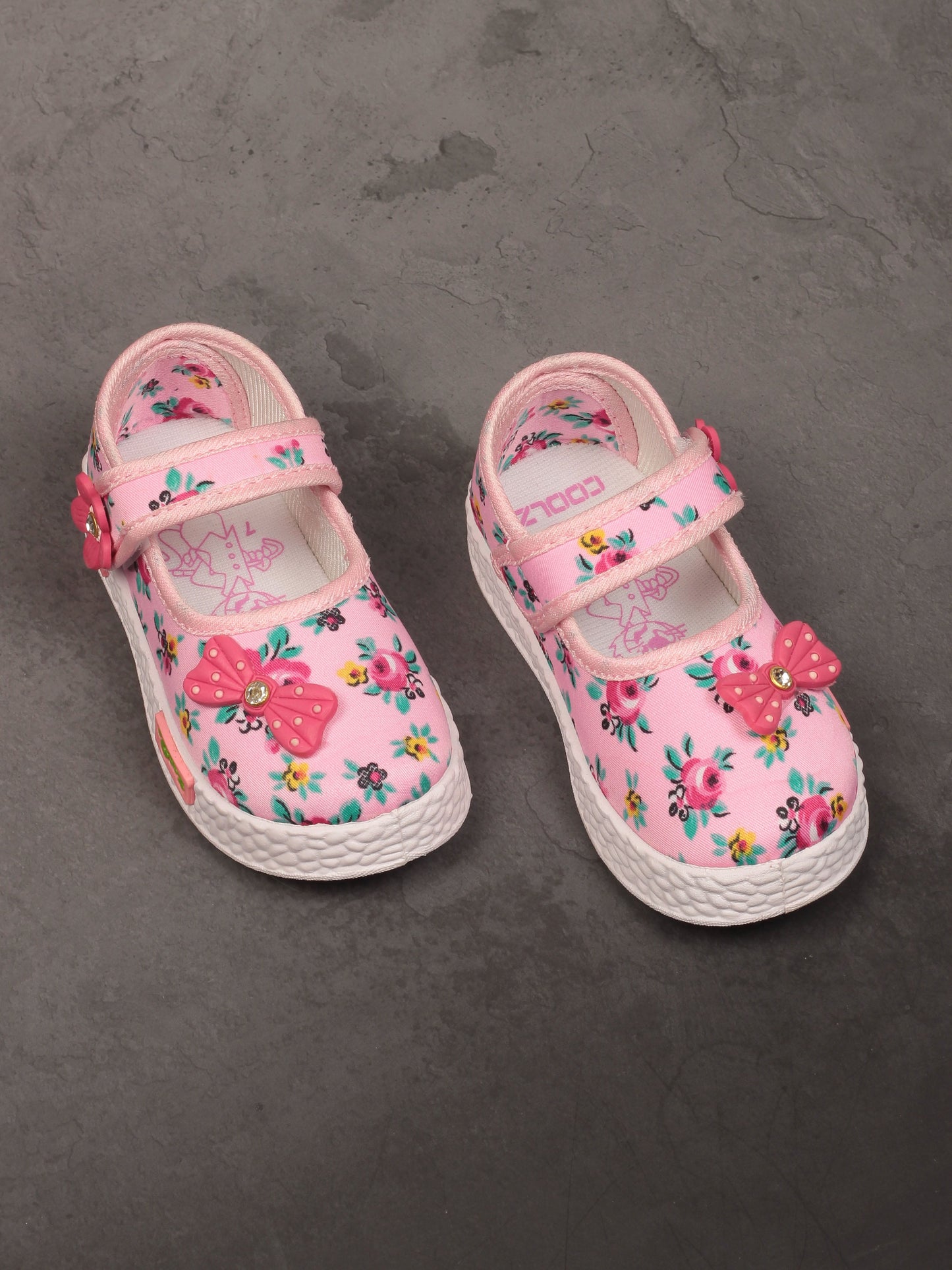 Printed Mary Jane's Belle with Applique Detail - Pink