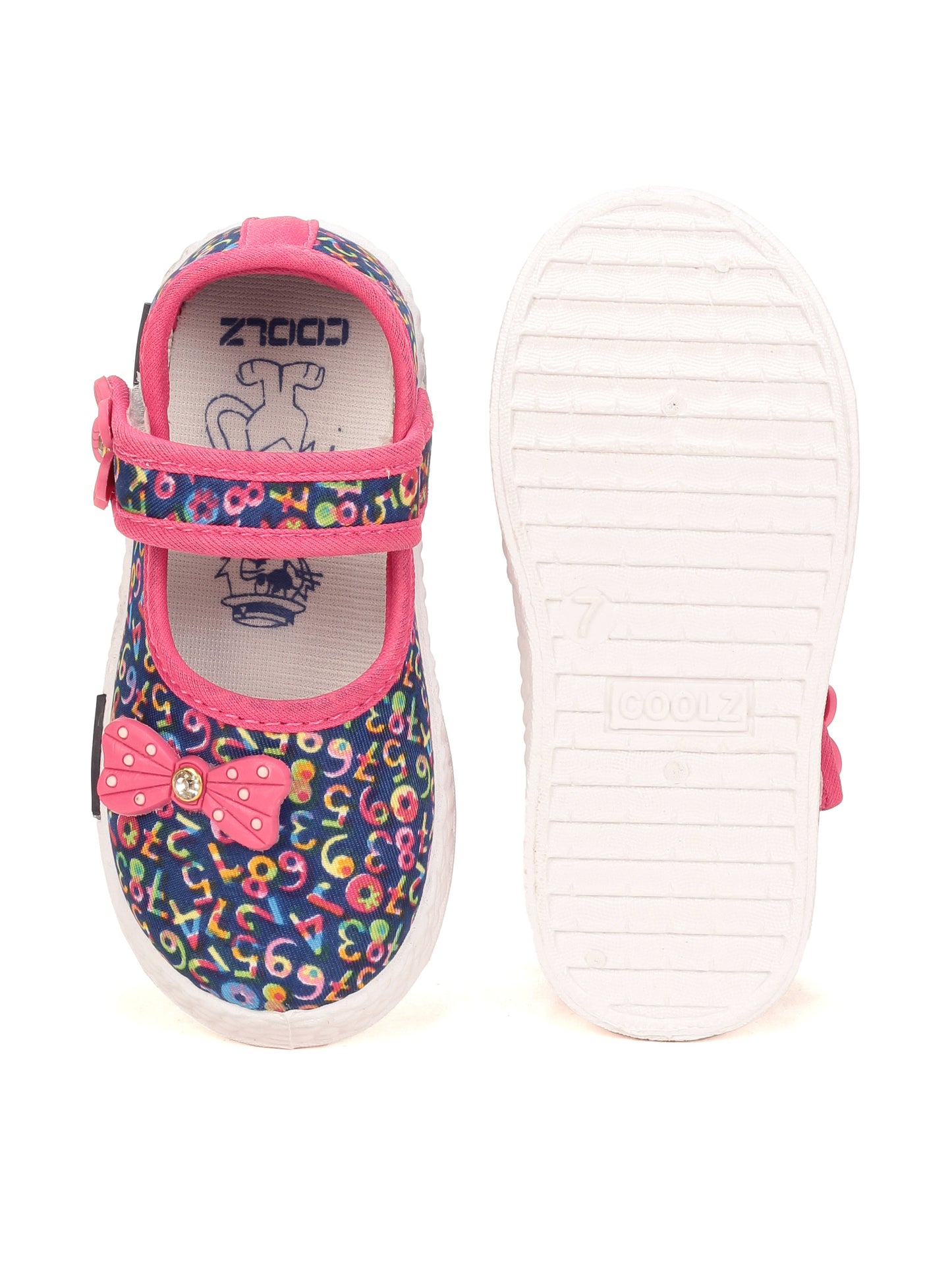 Printed Mary Jane's Belle with Applique Detail - Blue