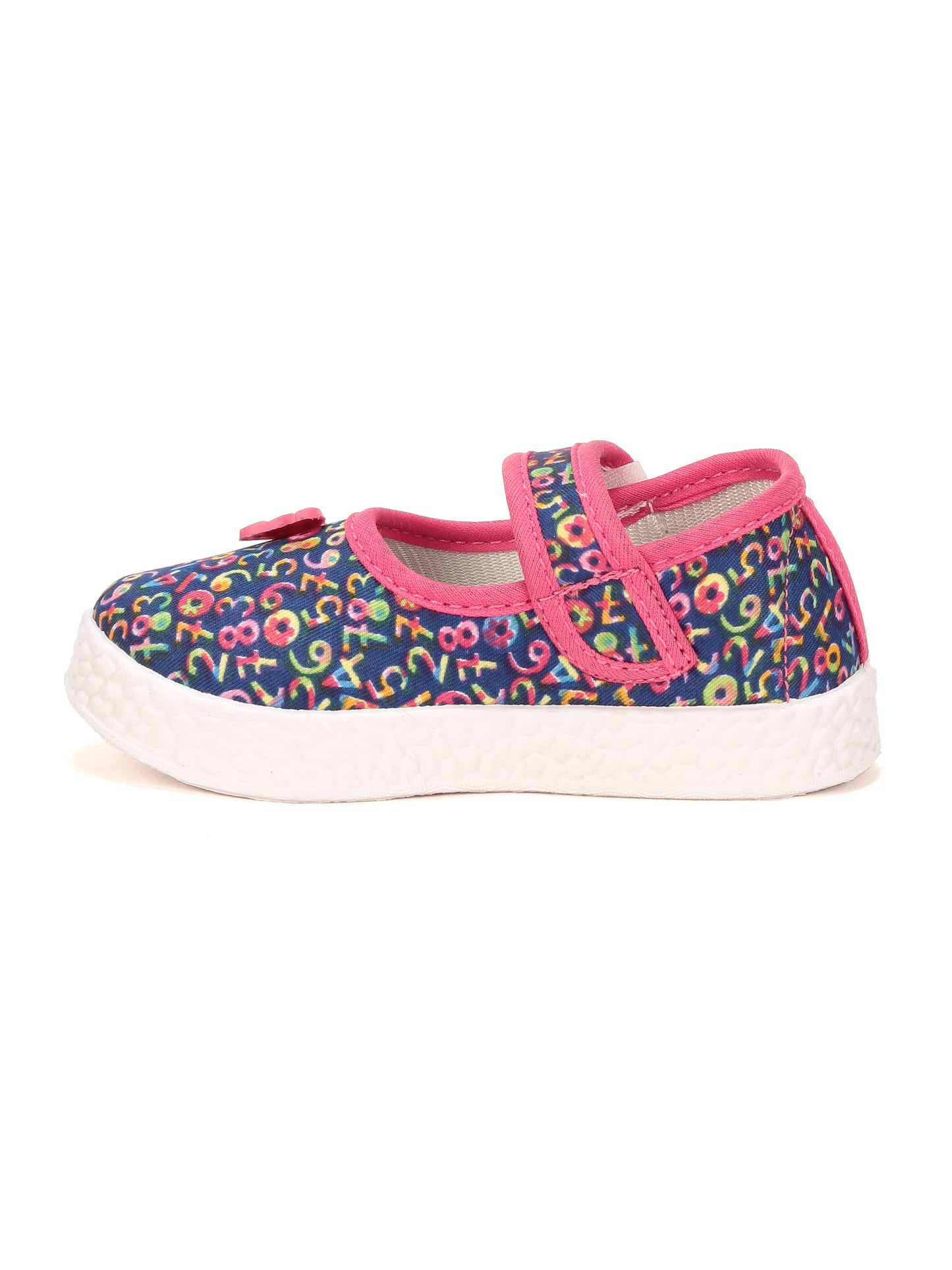Printed Mary Jane's Belle with Applique Detail - Blue