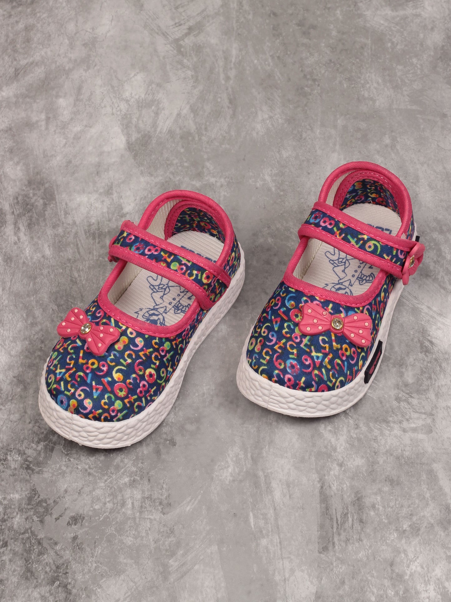 Printed Mary Jane's Belle with Applique Detail - Blue