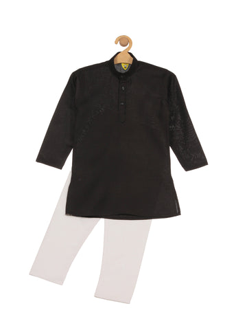 Solid Kurta Pajama Set - Black