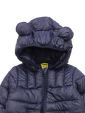 Front Open Polyfill Hooded Jacket - Navy Blue