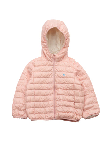 Front Open Polyfill Hooded Jacket - Pink