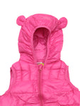 Sleeveless Front Open Polyfill Hooded Jacket - Deep Pink