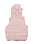 Sleeveless Front Open Polyfill Hooded Jacket - Pink