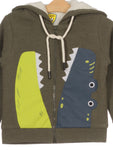 Crocodile Print Hooded Sweatshirt - Green