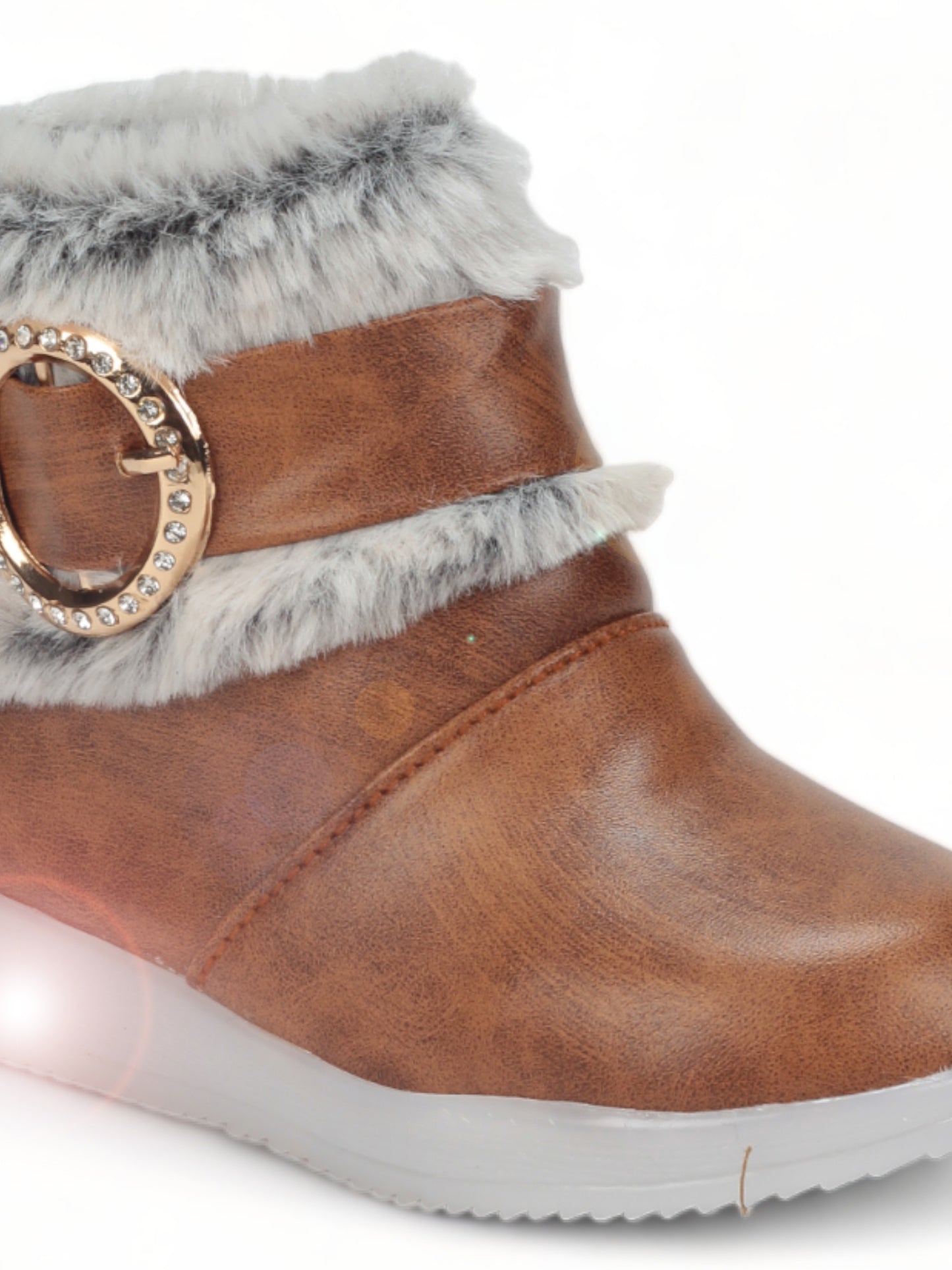 Party Boots With Light - Light Brown