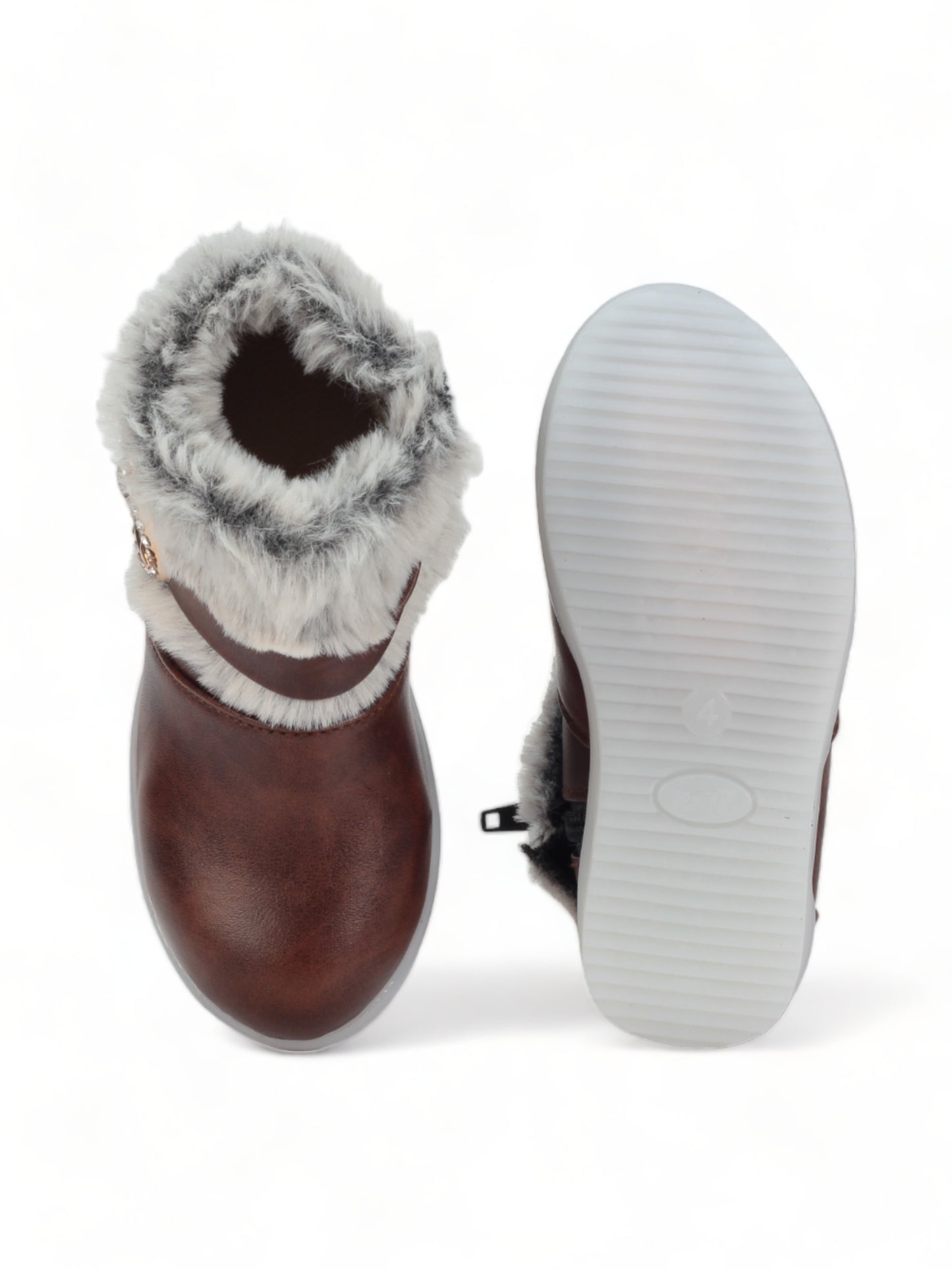 Party Boots With Light - Brown