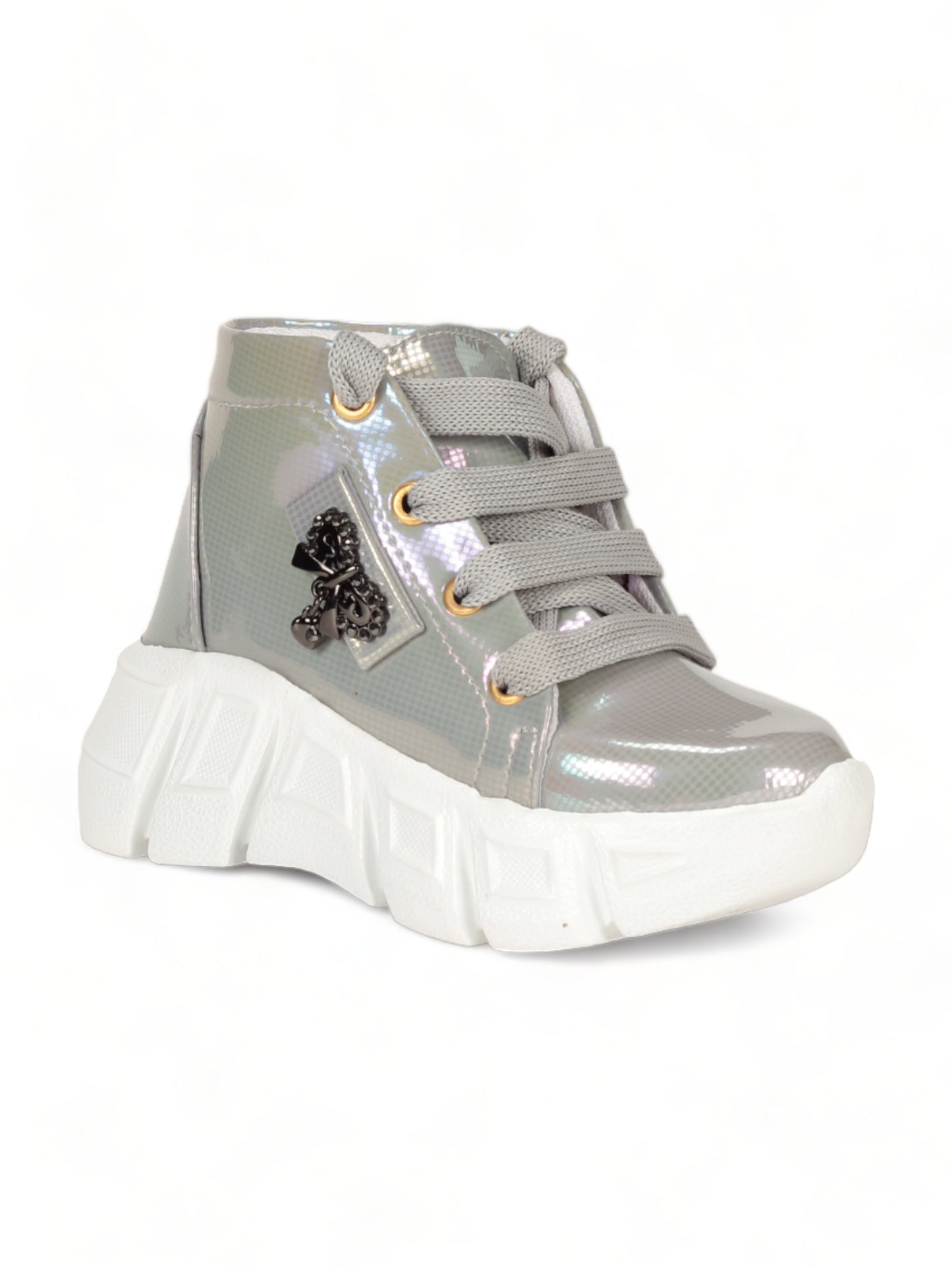 Laced Up Party Boots - Grey