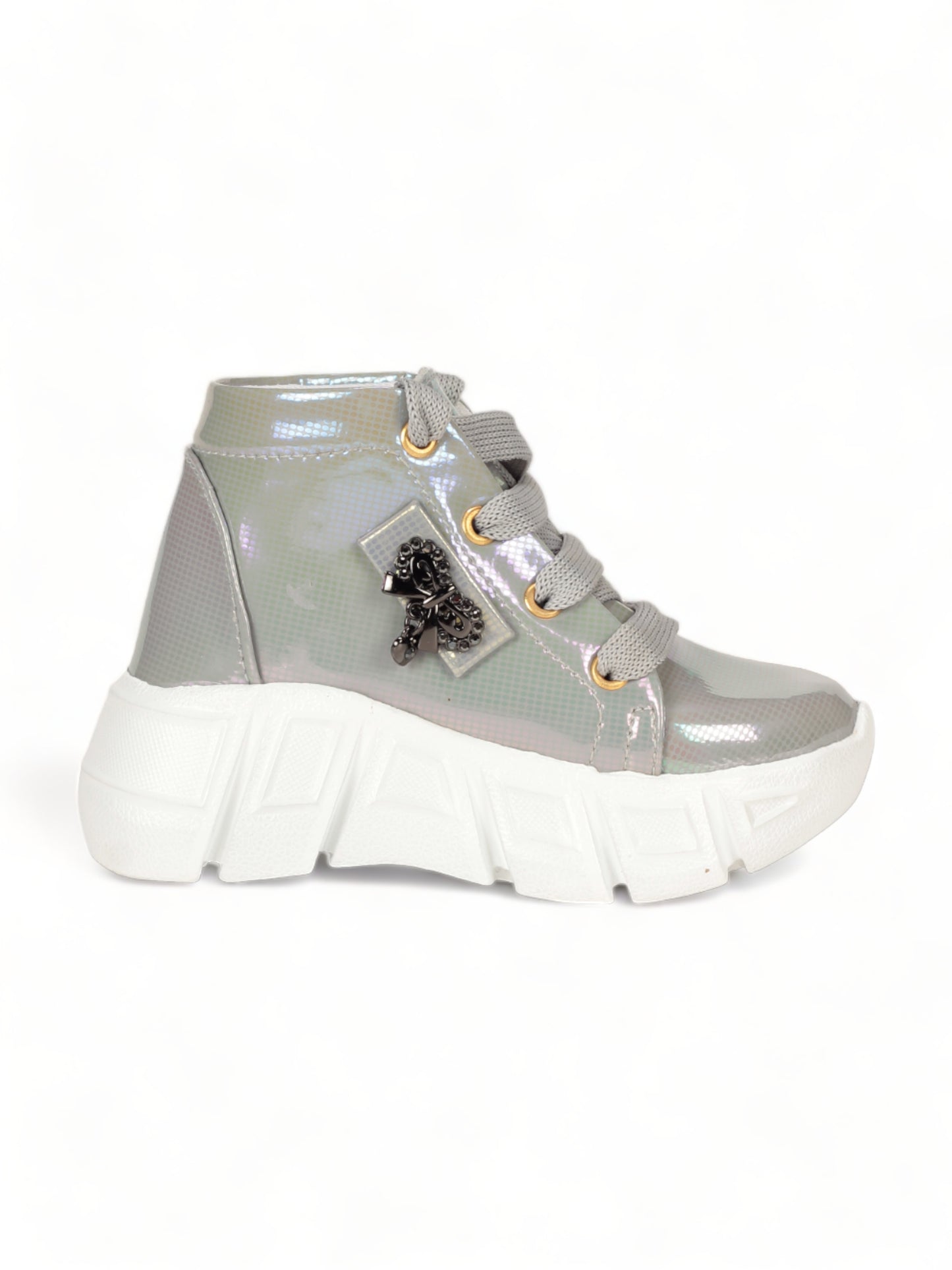 Laced Up Party Boots - Grey