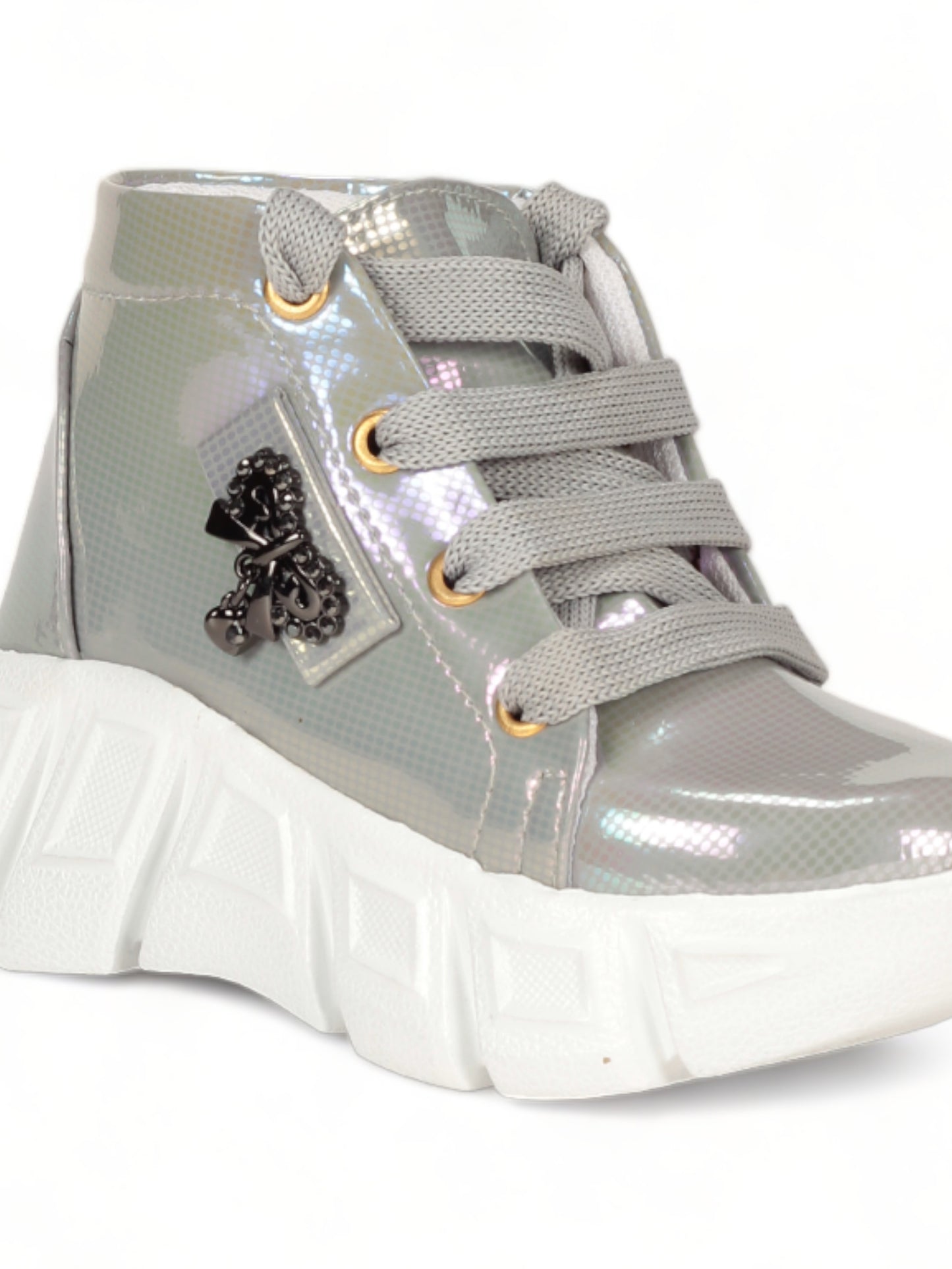 Laced Up Party Boots - Grey