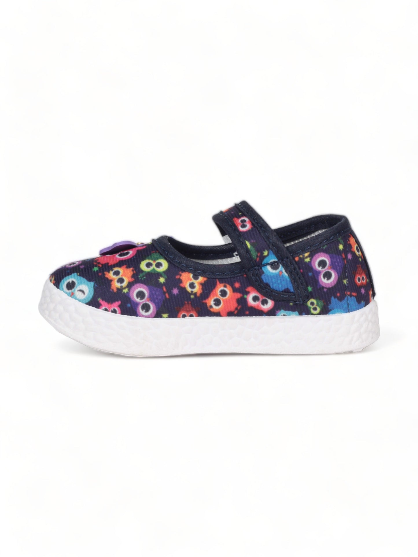 Printed Mary Jane's Belle with Applique Detail - Navy Blue