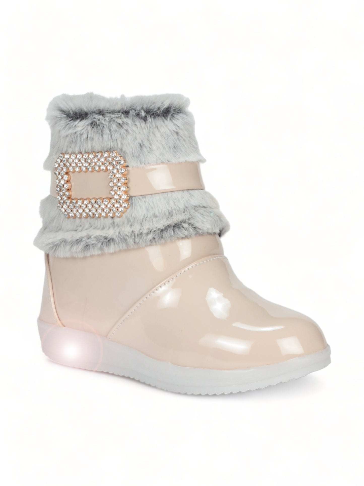 Party Boots With Led Light - Cream