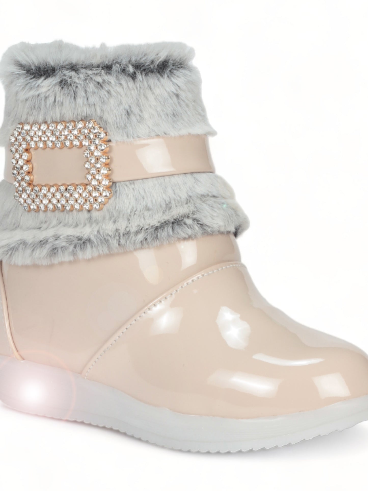 Party Boots With Led Light - Cream